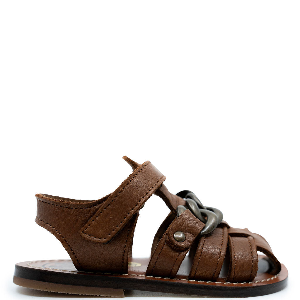 Pepe Leather Chain Gladiator Baby Sandals for Boys & Girls - Comfortable & Stylish Roman Sandals for Summer, Beach, and Outdoor Play
