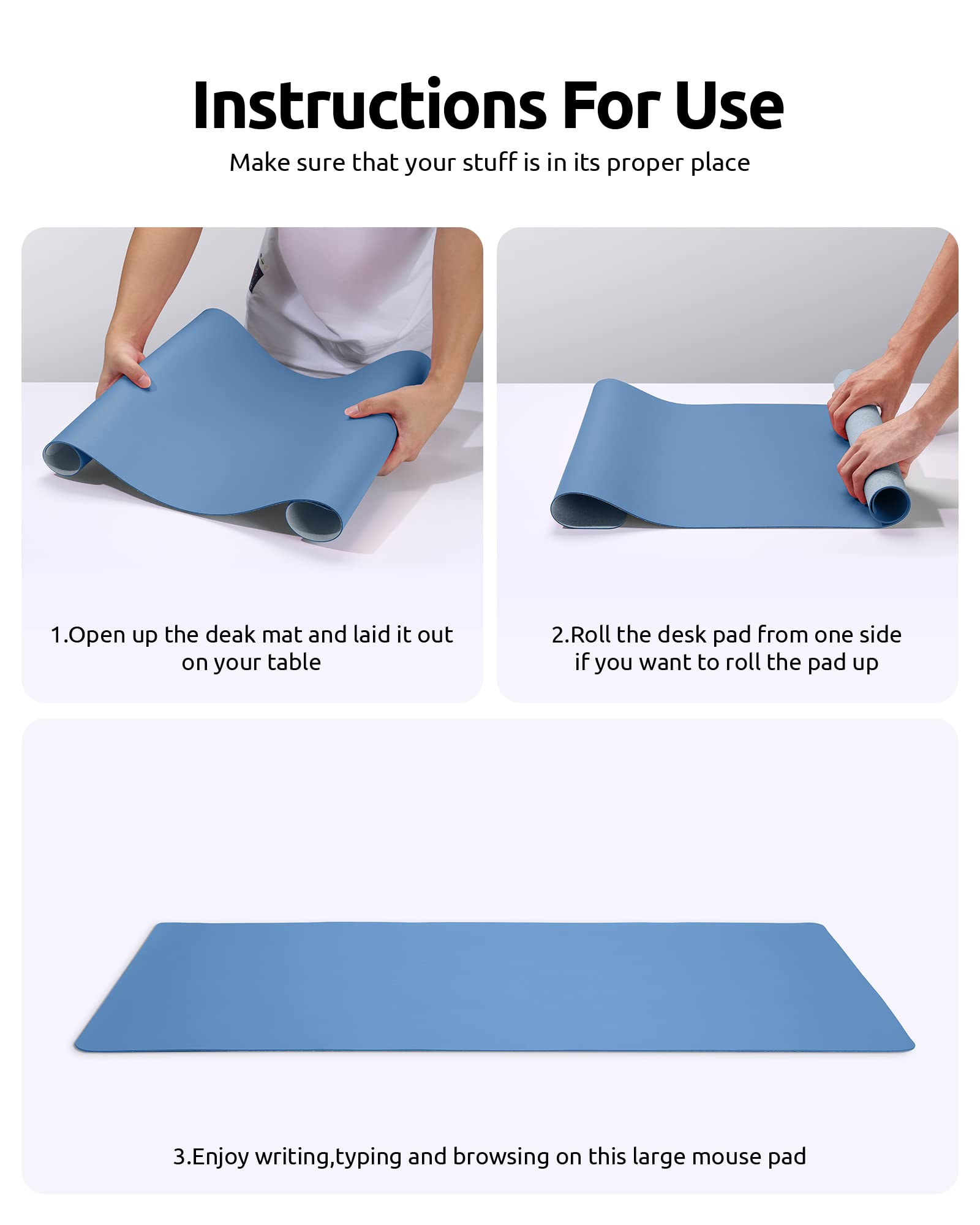 YSAGi Large PU Leather Desk Protector - Non-Slip Office Mat, Mouse Pad & Writing Surface - Waterproof Laptop Desk Blotter for Home & Office Workspace (23.6