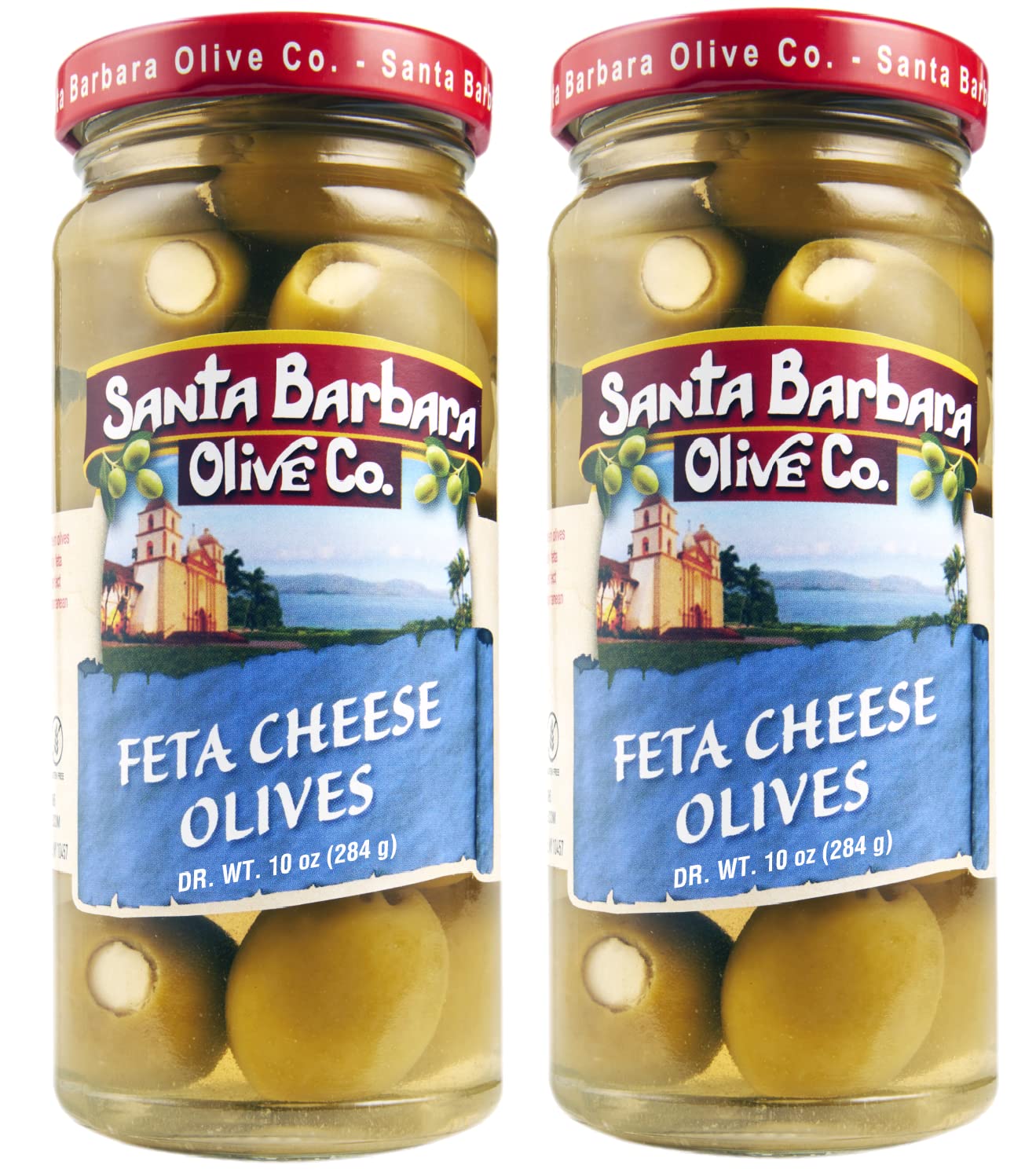 Premium Feta Cheese Stuffed Olives 10 oz (2 Pack) - Kalamata Olives with Creamy Feta Filling | Perfect for Charcuterie Boards, Salads & Cocktail Garnishes