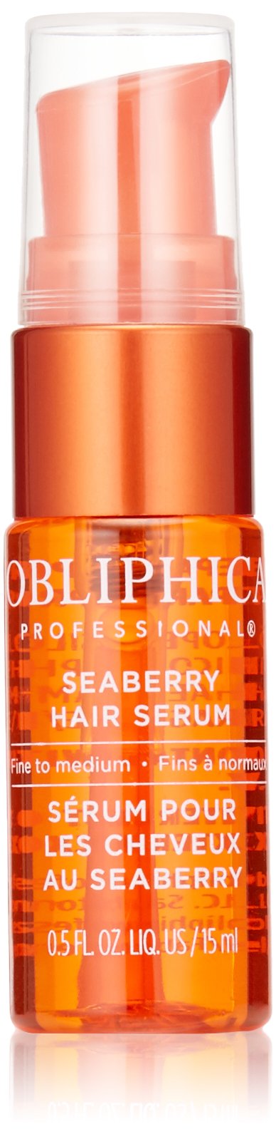 Obliphica Seaberry Leave-In Hair Serum for Fine & Medium Hair - Vitamins & Omegas for Frizz-Free, Nourished & Dry Hair - Promotes Hair Growth - 0.5 Fl Oz - Perfect for Daily Hydration & Smoothing Styling
