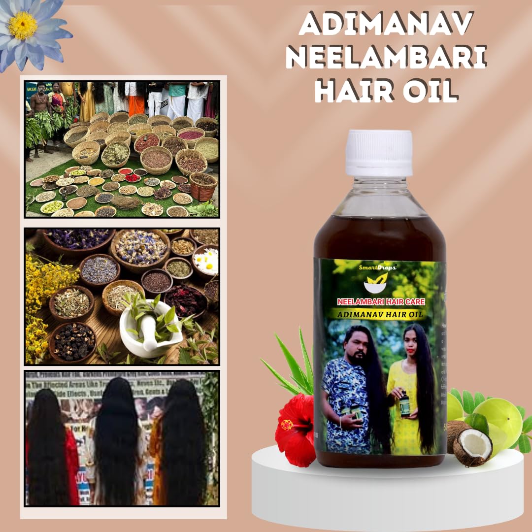 Adimanav Herbal Hair Oil for Men & Women - 100% Natural Hair Growth Treatment - 100ml (Pack of 2) | Reduces Hair Fall, Promotes Thicker Hair | Perfect for Daily Scalp Massage & Ayurvedic Hair Care Routine