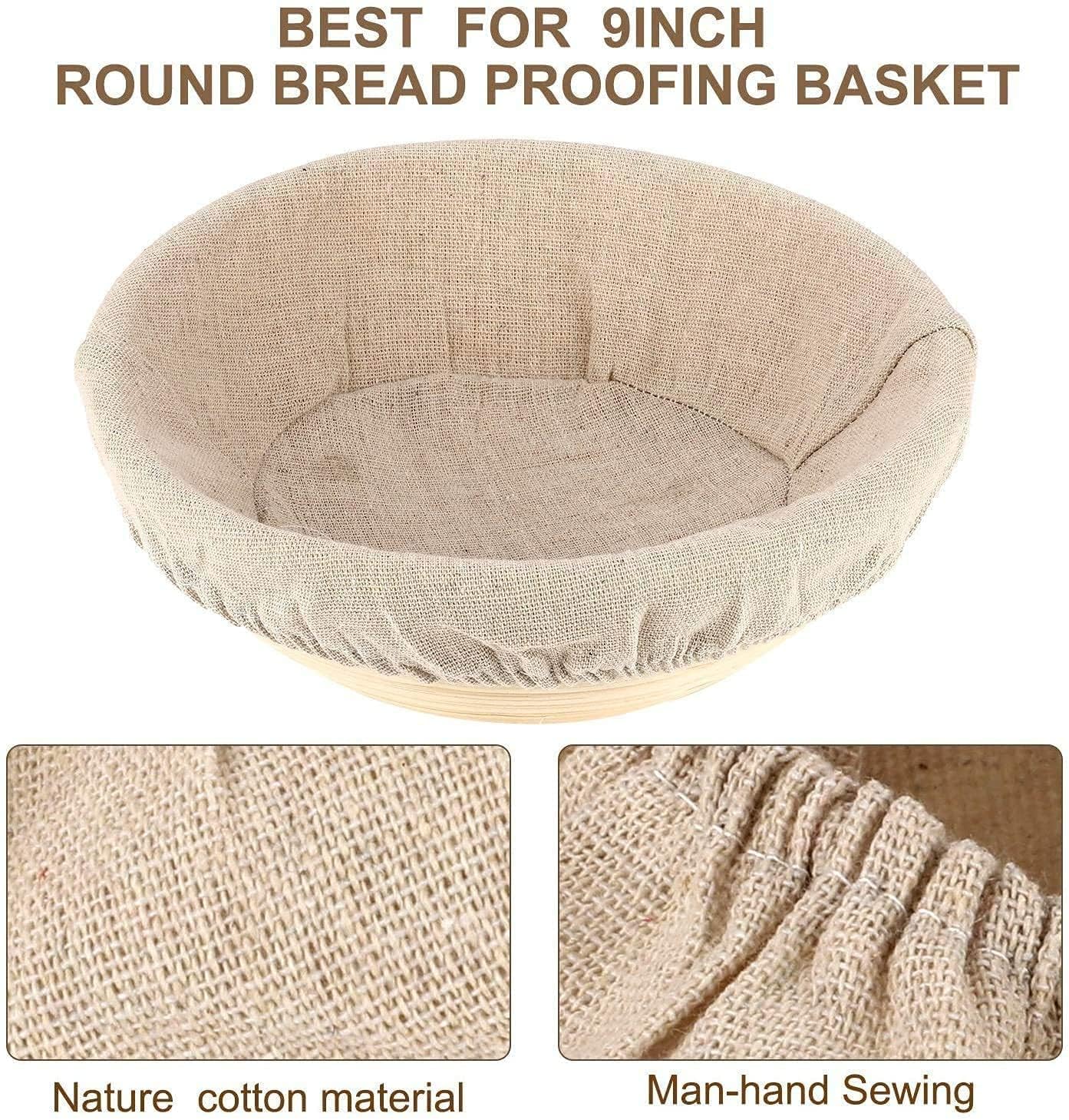 6-Pack Round Bread Proofing Basket Liners - 9 Inch Natural Rattan Banneton Cloth for Sourdough Baking (Basket Not Included) - Perfect for Artisan Bread Making & Home Baking