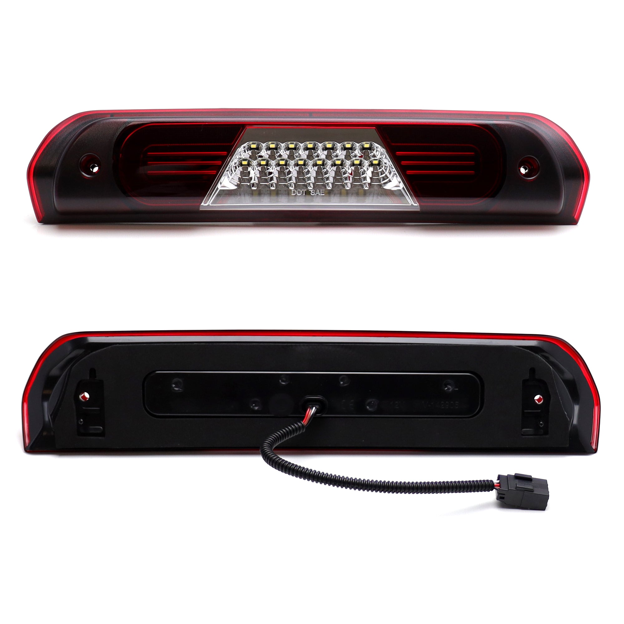 Dark Red C-Shaped LED High Mount Third Brake Light for 2002-2009 RAM 1500/2500/3500 Pickup Trucks - Enhanced Safety & Style for Night Driving & Off-Road Adventures