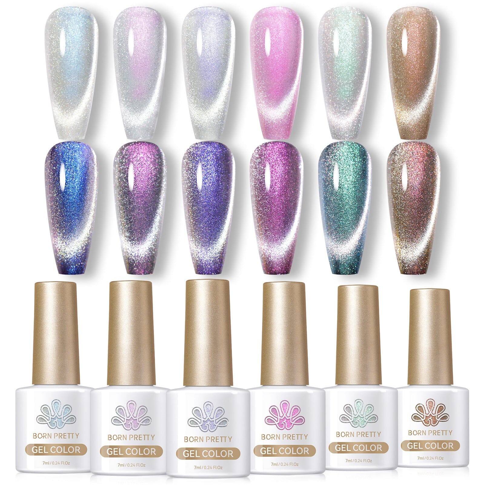 6 Colors Cat Magnetic Gel Polish Set - Aurora Snowlight 7ml Nail Polish Kit for Long-Lasting Manicures - Perfect for Home Salon, Nail Art Designs & Professional Use