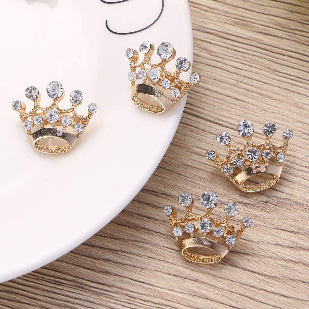 Floranea 6-Piece Gold Crystal Tiara Brooch Pins Set - Elegant Mini Rhinestone Pins for Sweater, Scarf, Shirt Collar & Lapel - Perfect for Weddings, Pageants, Christmas Parties & Corsage Decorations