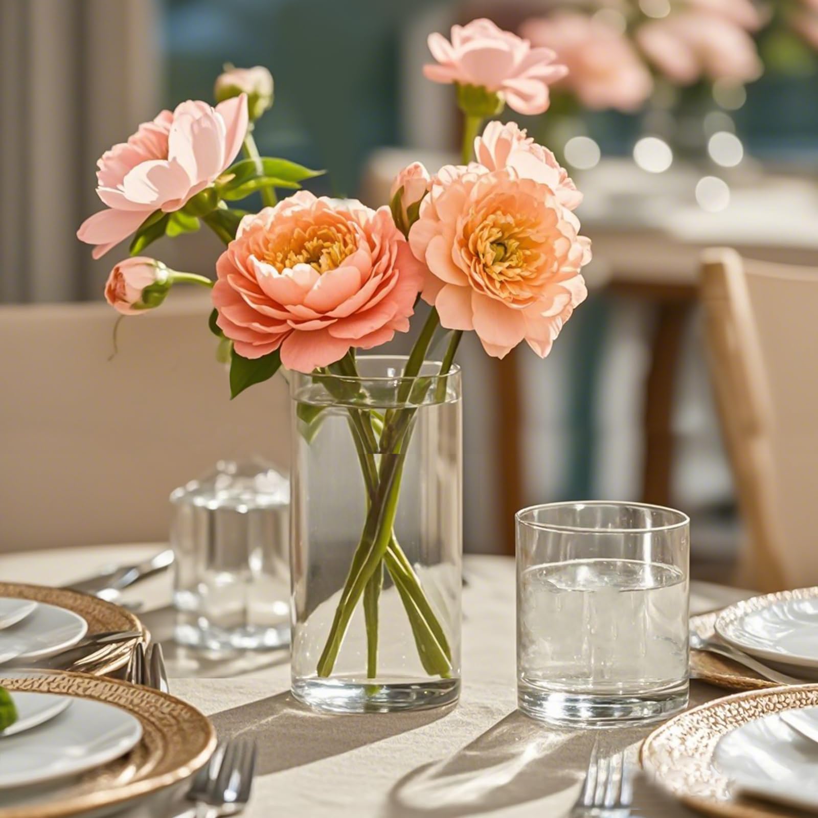 12-Piece Clear Glass Cylinder Vases Set - 6 Inch Tall Wedding Centerpieces, Floral Arrangement Vases for Home Decor, Hurricane Candle Holders for Tables, Shelves & Party Decorations - Perfect for Weddings, Dining Tables, and Living Room Displays