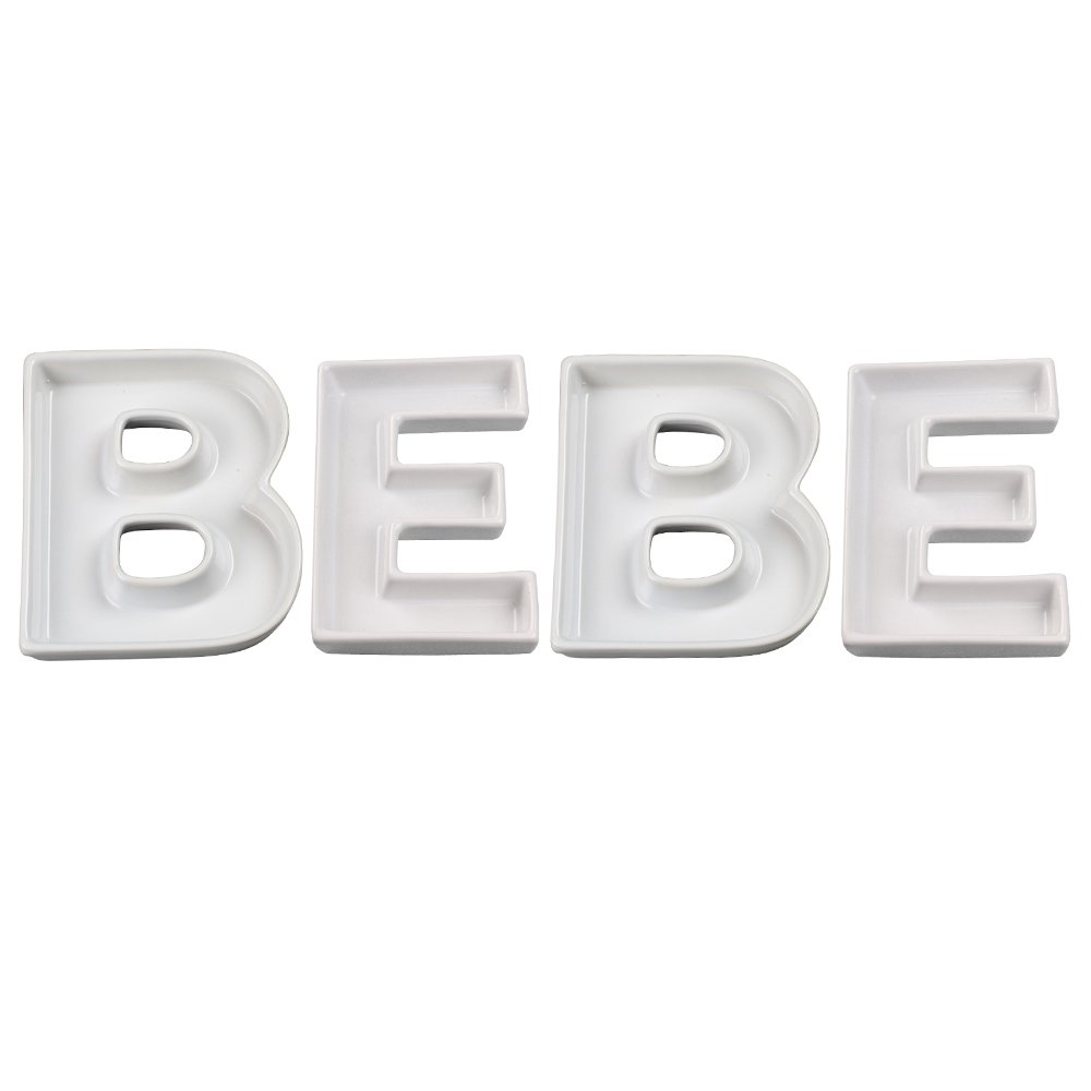 **Bebe Word Dishes - White Ceramic Baby Plates for Toddlers | Safe & Durable for Mealtime, Snacks, and Learning to Eat**