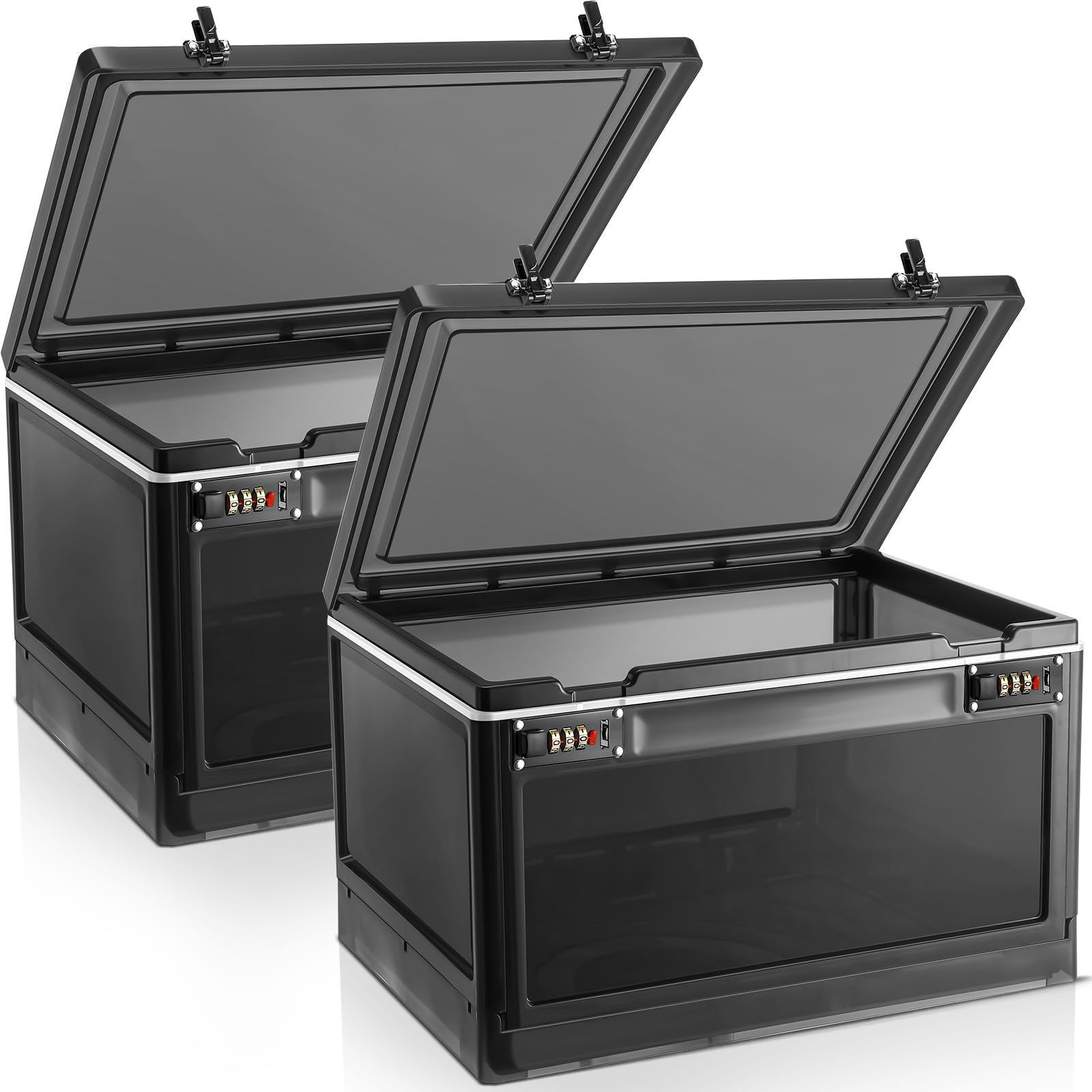 Yalikop 2-Pack Large Lockable Storage Box with Combination Lock - Secure Container for Office, School, Home - Ideal for Personal Items, Medicine, Snacks & Phone Storage (Black)