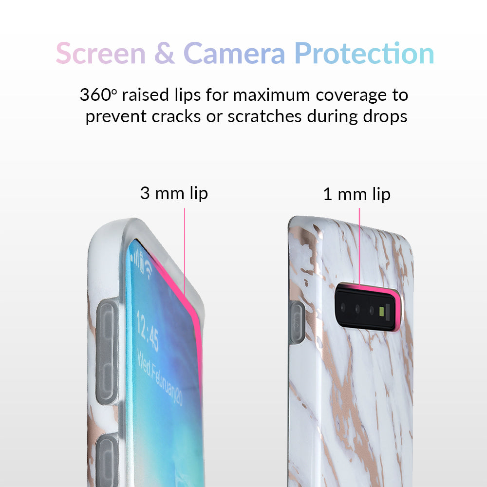 Elegant White Marble Rose Gold Chrome Case for Samsung Galaxy - Perfect for Everyday Use, Travel & Special Occasions