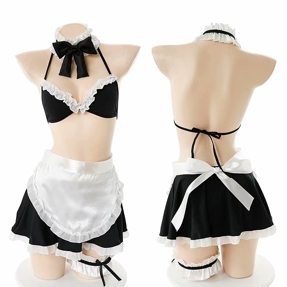 Sexy Maid Costume Set for Women - Lingerie Bras & Panties - Halloween Cosplay Outfit - Perfect for Roleplay, Bachelorette Parties & Adult Fun