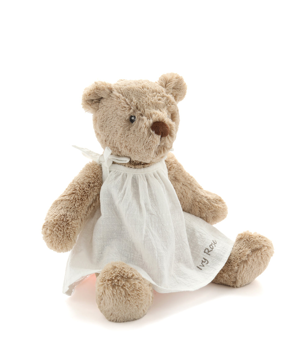 Personalized Honey Bear Dress - White - Cute & Comfortable Baby Girl Outfit for Birthday, Photoshoot & Special Occasions