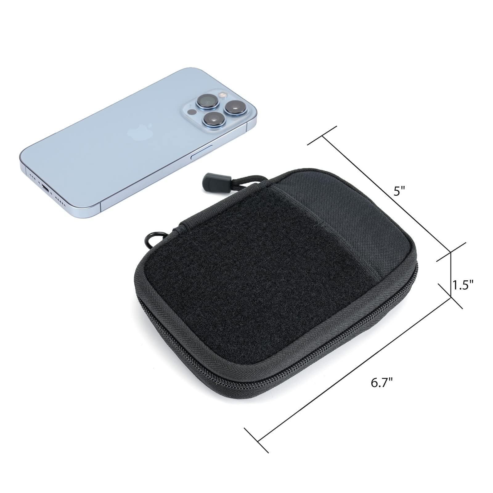 Durable Nylon EDC Pocket Organizer with Patches & D-Ring - Compact Multitool Pouch for Everyday Carry Essentials | Perfect for Camping, Hiking & Outdoor Adventures