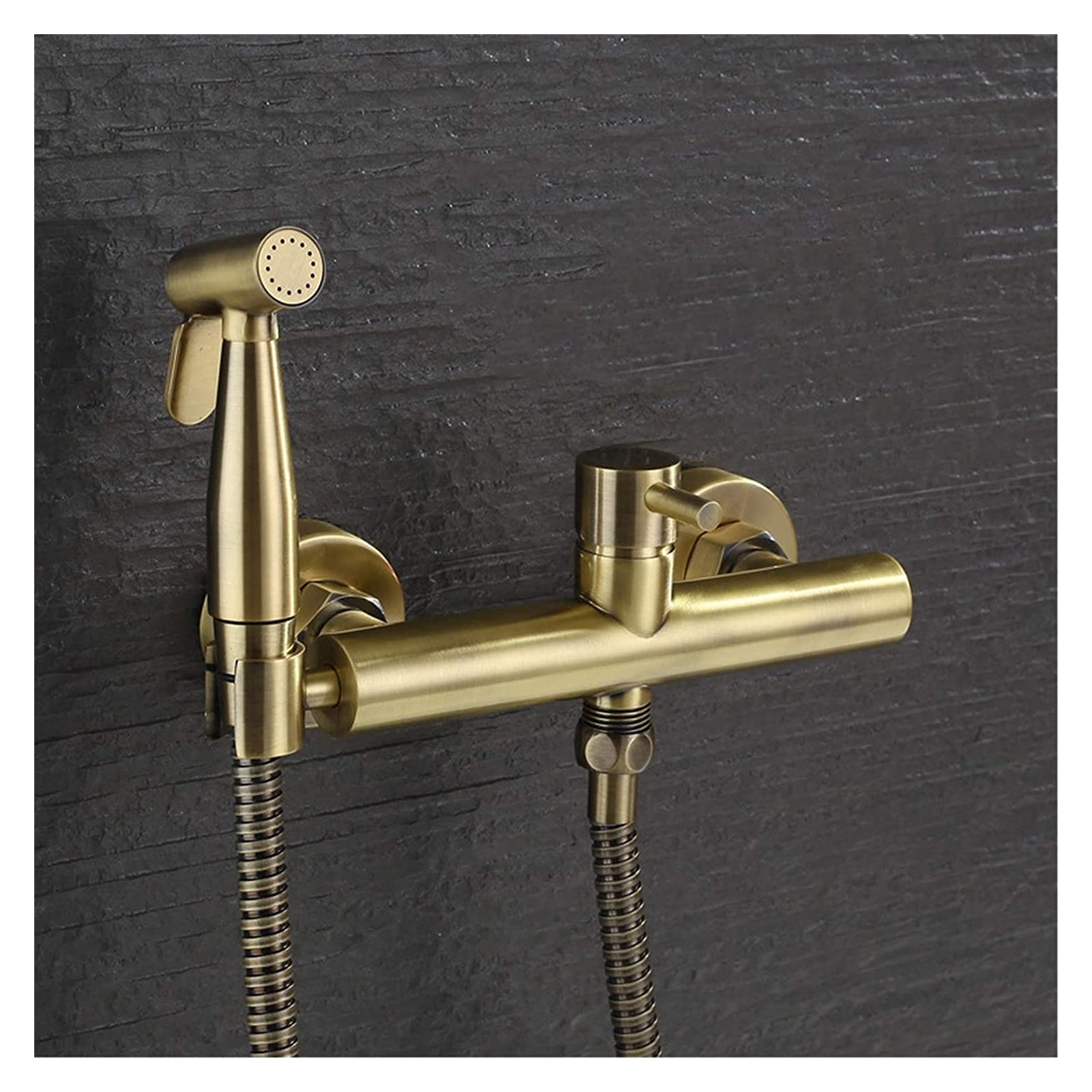 Brushed Gold Toilet Sprayer Gun - Hot & Cold Water Hygienic Bidet Faucet with Shattaf Spray - Perfect for Bathroom Cleaning, Baby Care & Personal Hygiene