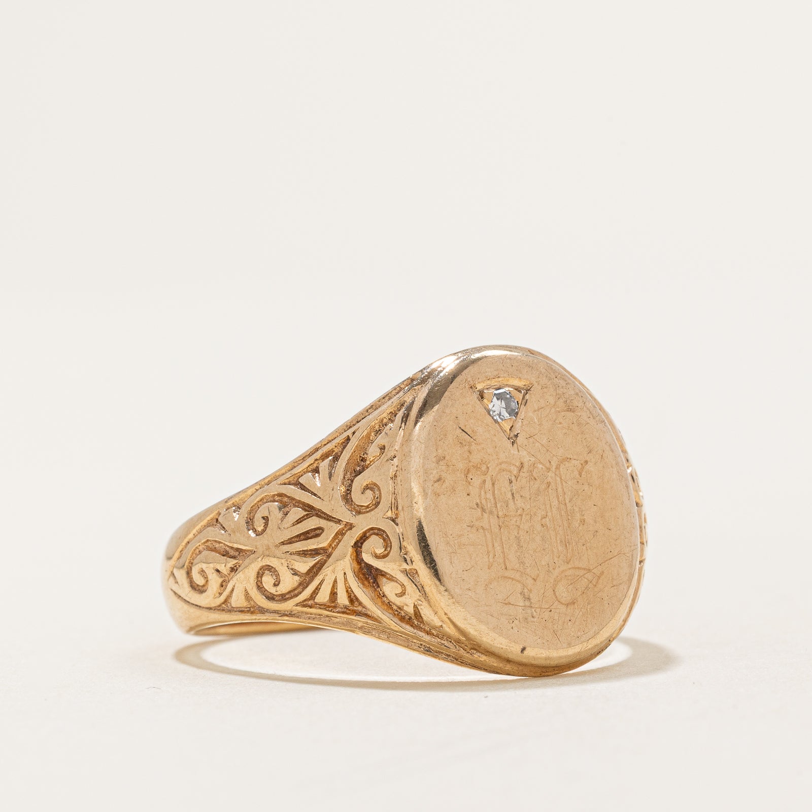 Exquisite Diamond 'EL' Signet Ring | 0.009ct | Size 11 | Elegant Initial Jewelry for Men & Women | Perfect for Engagements, Anniversaries & Special Occasions