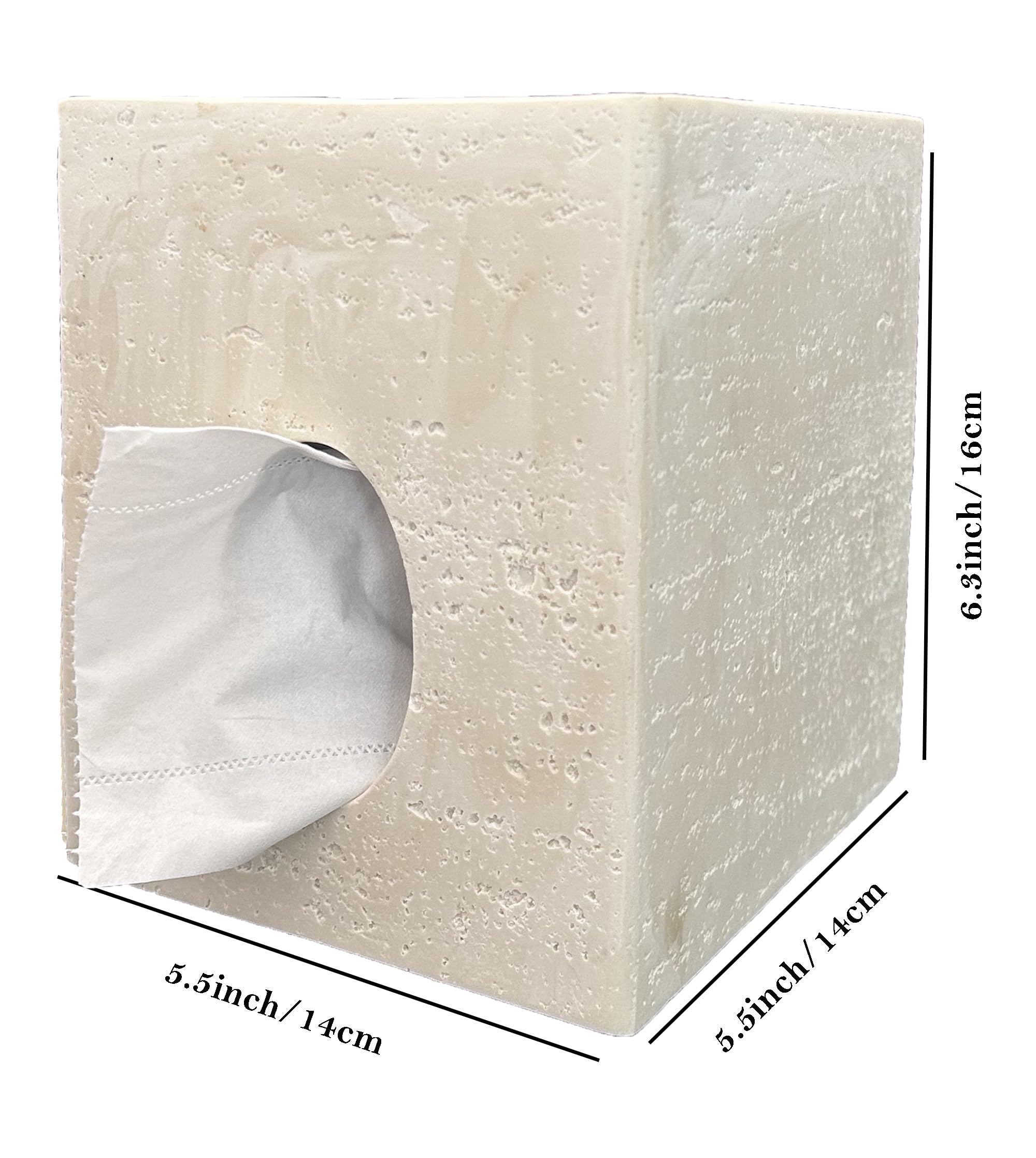 Hymmah Square Tissue Box Cover with Tray - Unique Cube Design Kleenex Box Holder for Vanity, Bedroom & Living Room - Stylish Home Decor for Countertops and Nightstands - Perfect for Bathroom, Office, and Guest Room Organization