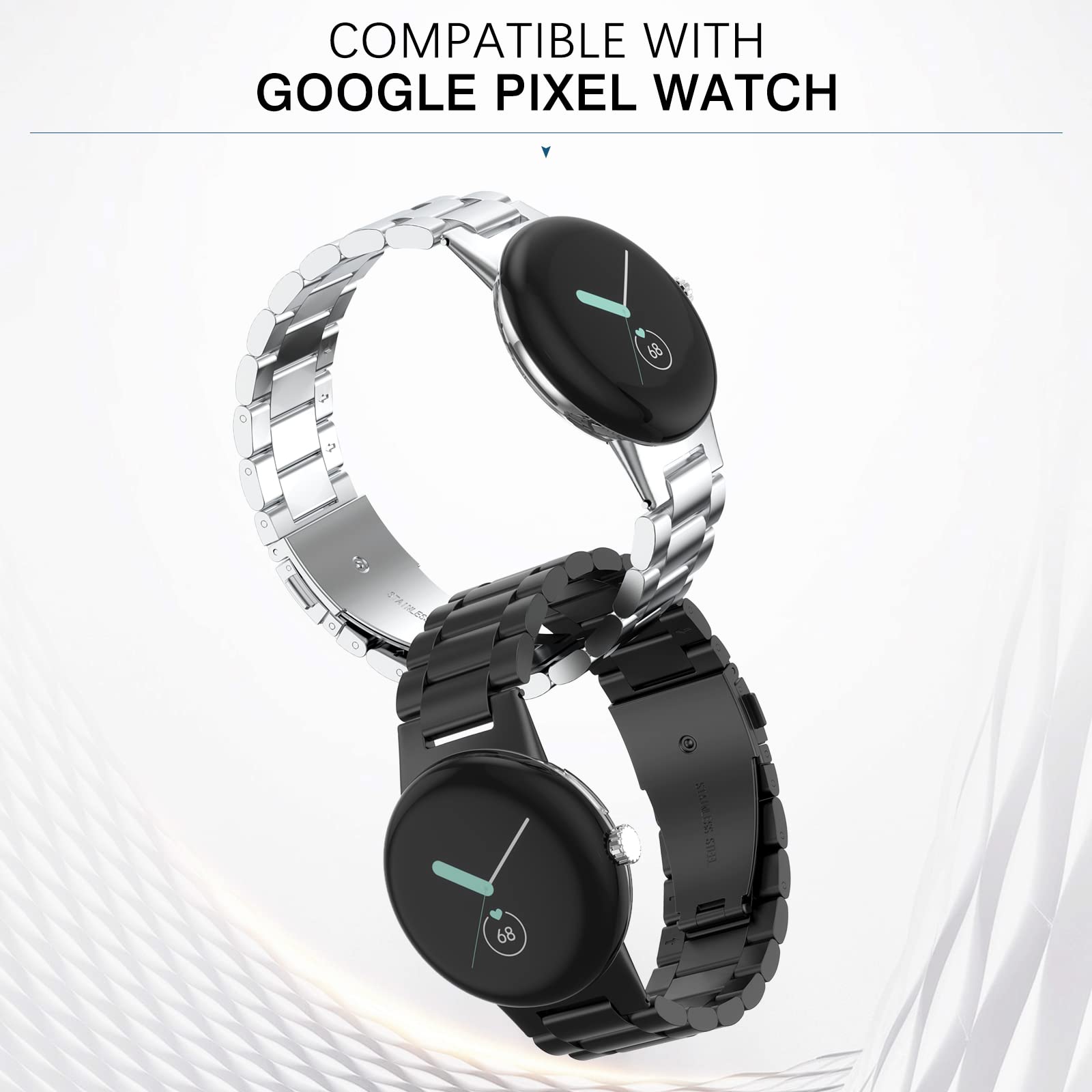 Premium Stainless Steel Watch Band for Google Pixel Watch 3 41mm/Pixel Watch 2/Pixel Watch - Durable Metal Replacement Strap for Men & Women (Black) - Perfect for Workouts, Office Wear & Everyday Use