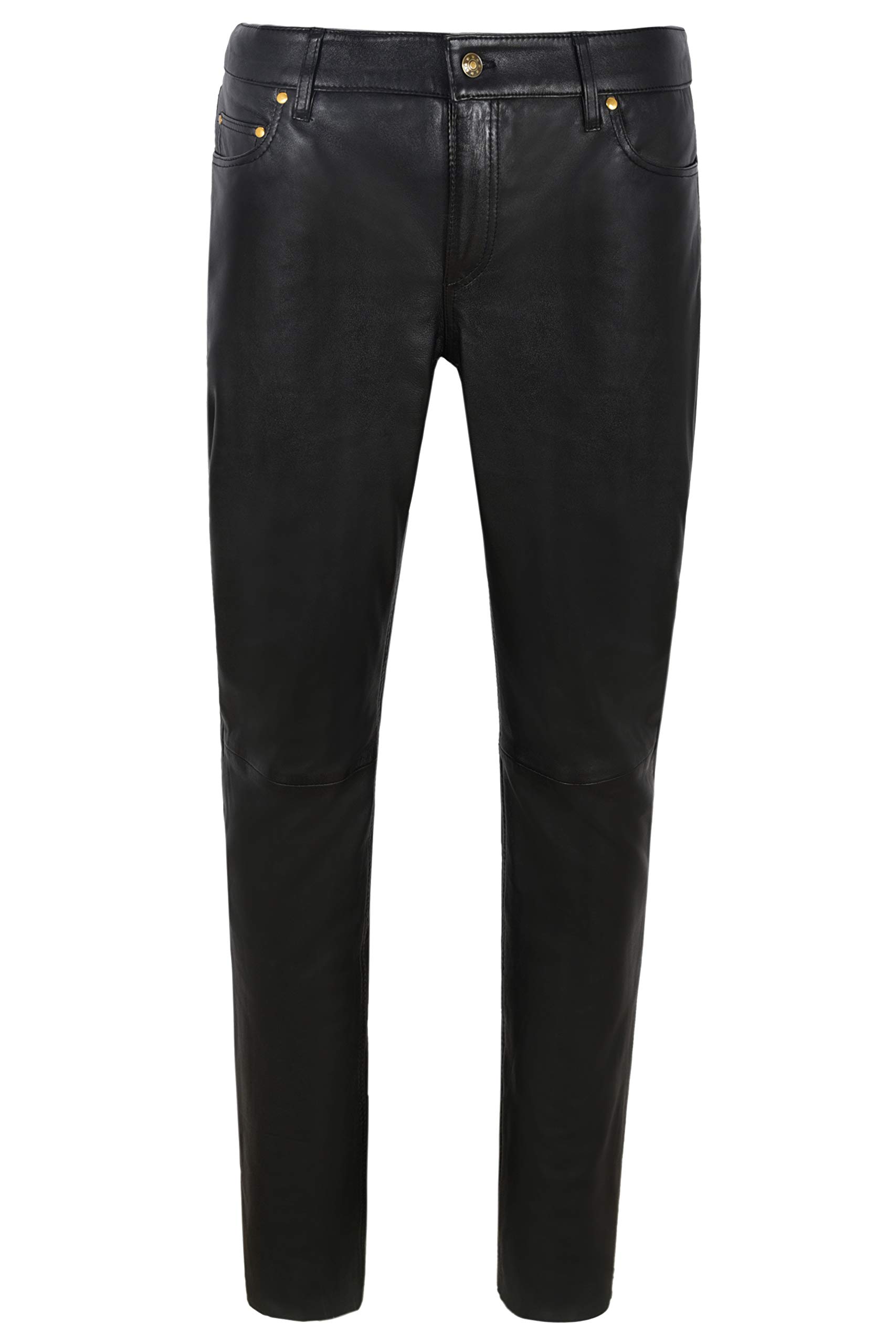 Women's Black Leather Biker Jeans - Real Lambskin Skinny Pants with Stretch | Motorcycle Riding, Night Out & Streetwear Fashion