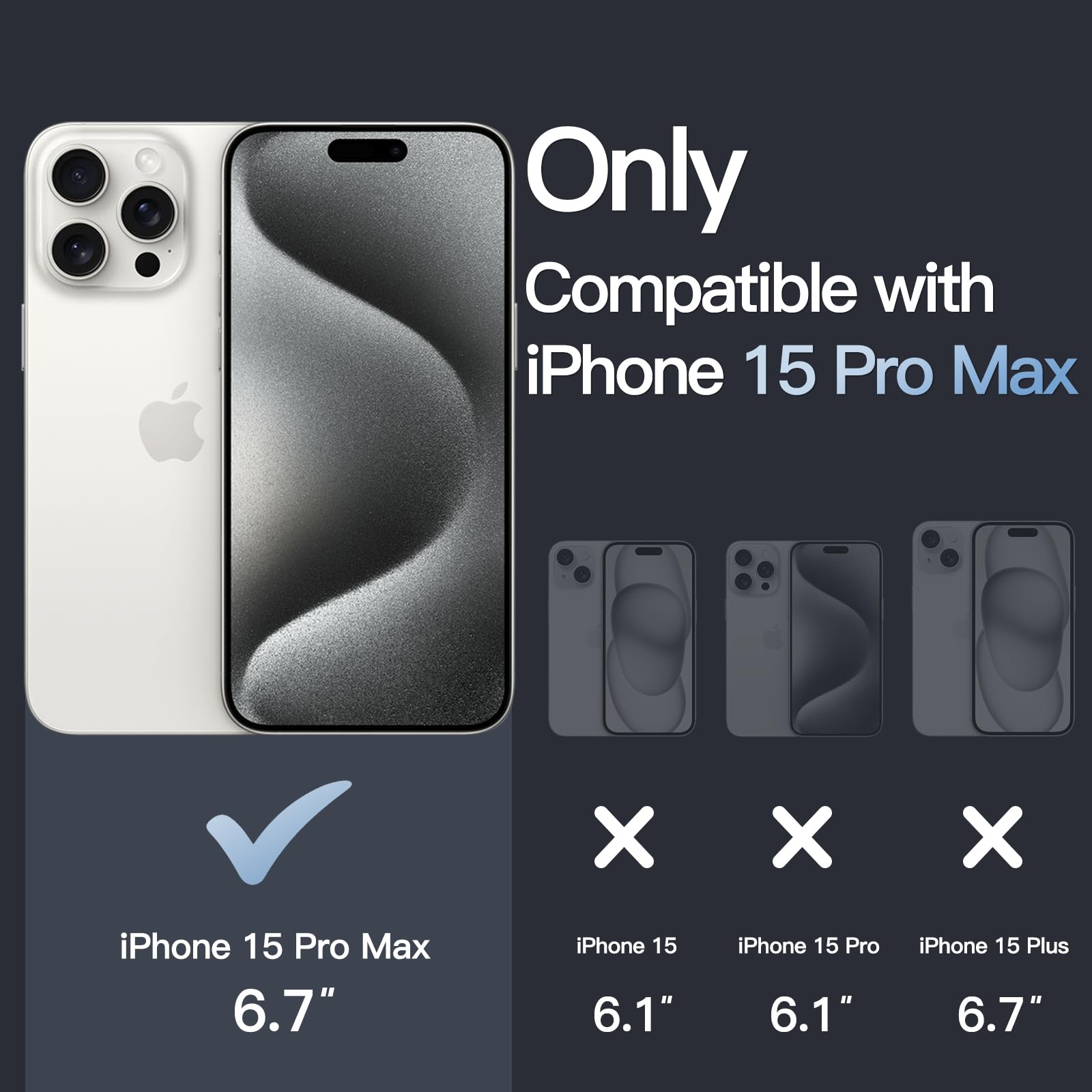 JETech Magnetic Case for iPhone 15 Pro Max 6.7-Inch | MagSafe Compatible | Shockproof & Anti-Scratch Clear Back Bumper Cover (Dark Blue) | Perfect for Wireless Charging, Outdoor Activities & Daily Protection