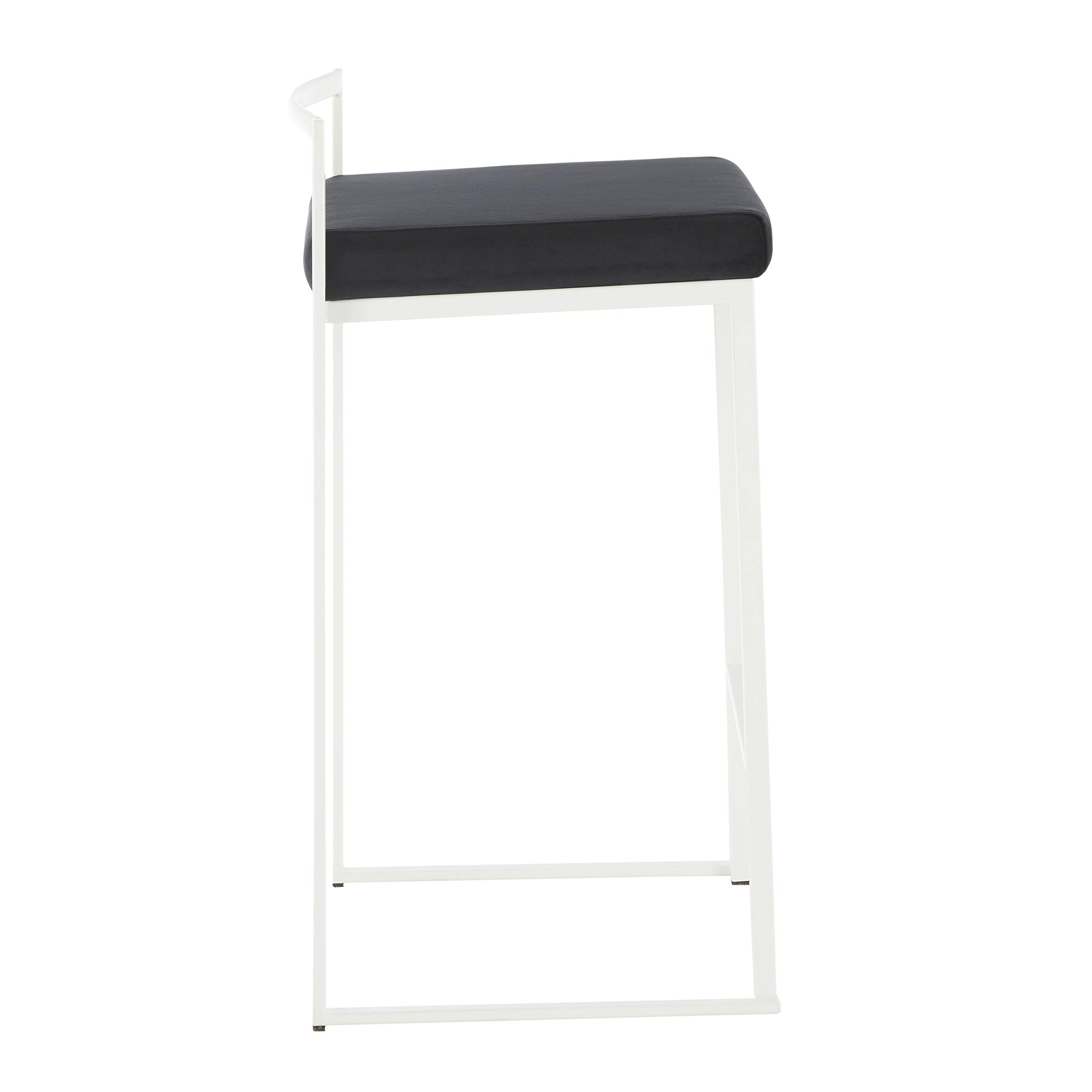 White Metal Fuji Stacker Counter Stools - Set of 2 Kitchen Island Bar Stools, Counter Height Chairs for Dining & Entertaining - Perfect for Kitchen Counters, Breakfast Bars & Home Decor