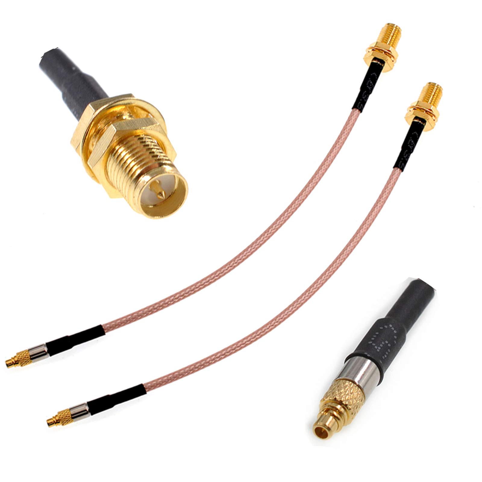 Oiyagai 2-Pack RG316 RF Coaxial Jumper Cable - RP-SMA Female to MMCX Male with Pin (1m/39.3