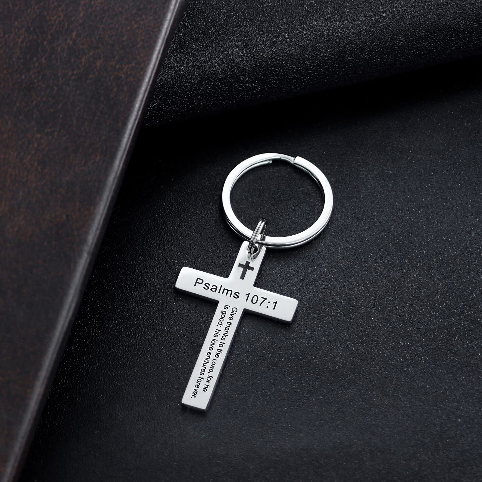 Religious Cross Keychain for Men - Christian Bible Verse Keychain with Scripture, Easter Basket Stuffer Gift - Perfect for Easter Gifts, Church Events & Daily Faith Inspiration
