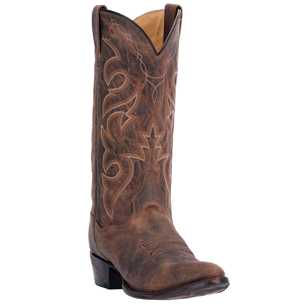 Dan Post Men's Milwaukee Embroidered Western Boots - Black Narrow Round Toe Mid Calf Casual Cowboy Boots for Work, Rodeo & Everyday Wear