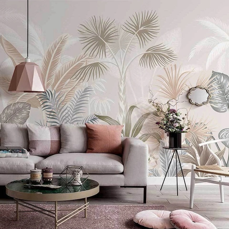 3D Tropical Plants Wallpaper Murals - Realistic Jungle & Botanical Wall Decor for Living Room, Bedroom & Office