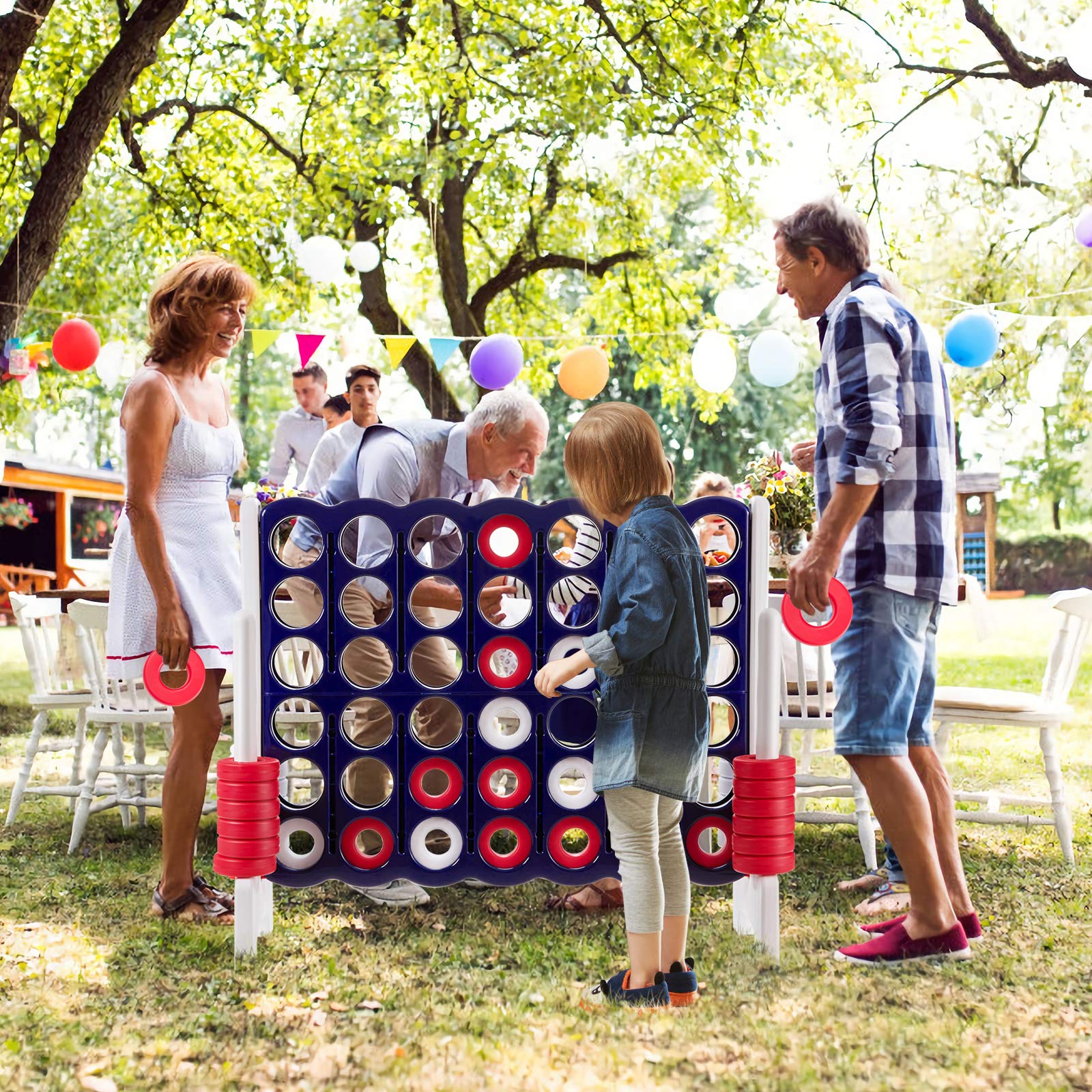 ARLIME Jumbo 4-to-Score Giant Connect 4 Game Set for Kids & Adults - Outdoor/Indoor Backyard Games with Quick-Release Lever & 42 Built-in Rings - Perfect for Family Gatherings, Picnics, and Backyard Parties