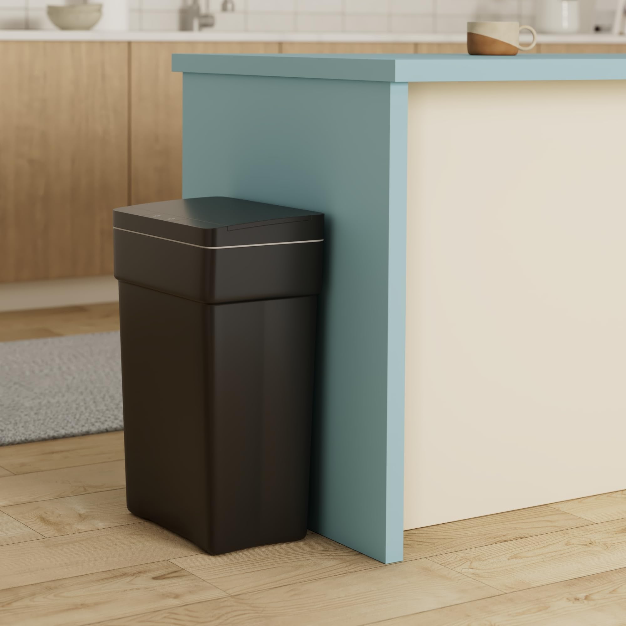 13 Gallon Automatic Touchless Trash Can with Lid - 50L High Capacity Kitchen Garbage Bin for Home, Office, Bathroom & Bedroom | Motion Sensor Hands-Free Waste Bin for Easy Disposal (Black)