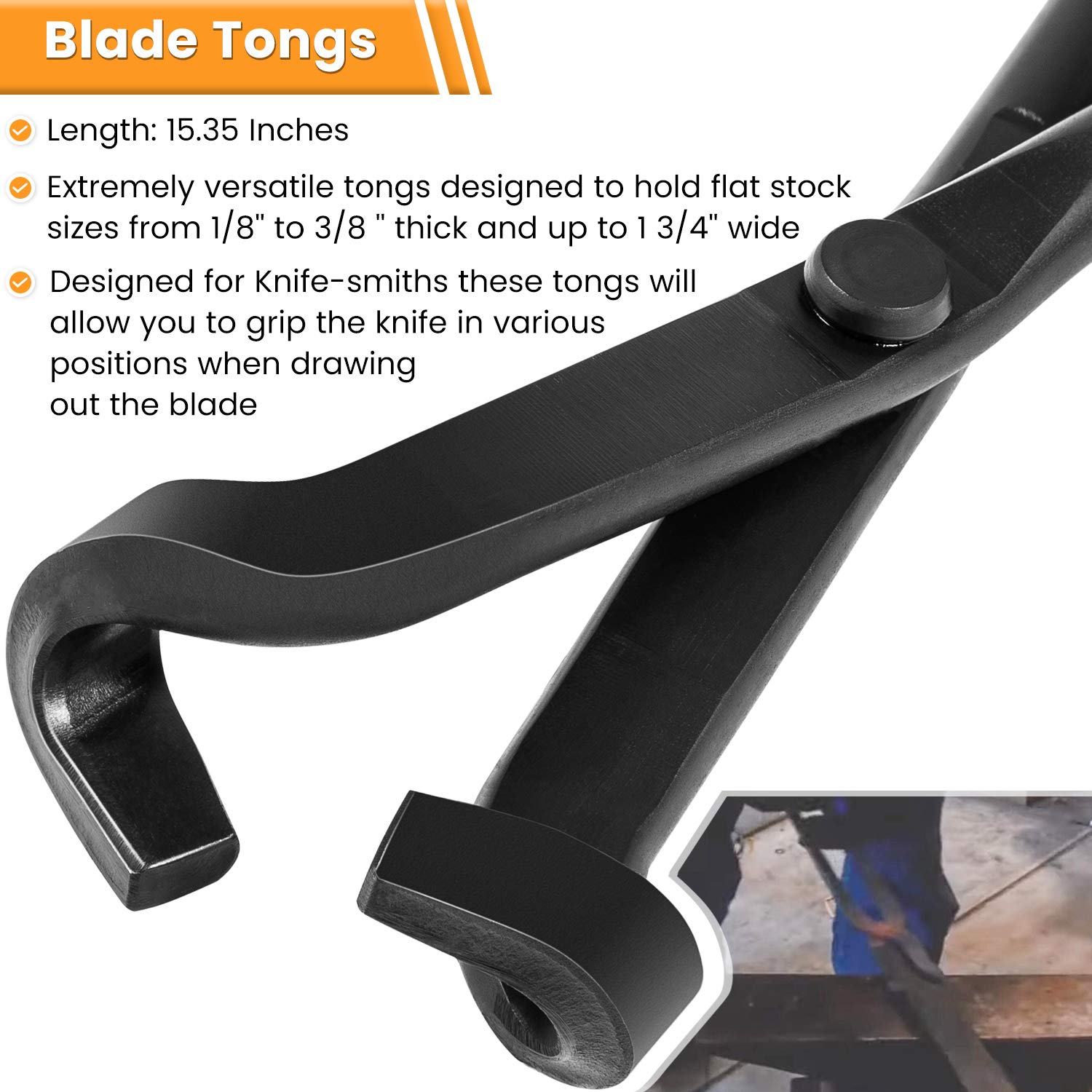Professional Blacksmith Knife Making Pliers Set - V-Tip Pliers, Wolf Jaw Pliers, Anvil Tools for Forging & Metalworking - Perfect for DIY Knife Crafting, Blade Smithing & Metal Fabrication Projects
