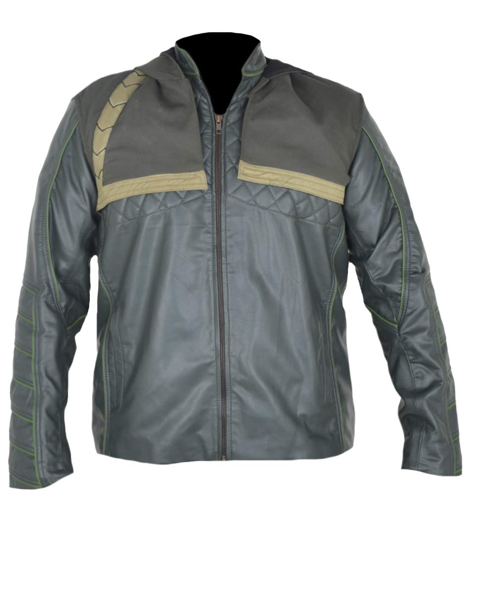 Classyak Men's Genuine Leather Arrow Green Jacket - Stylish Hoodie Design for Casual Wear & Outdoor Adventures | Perfect for Street Fashion, Fall Layering & Motorcycle Riding