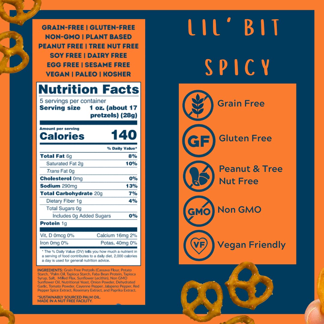 Gluten-Free Pretzel Twists - Grain Free, Nut Free, Non-GMO Vegan, Paleo Snacks | Sugar Free, Spicy Flavor | 6-Pack by Savor by Suzie | Perfect for Keto Diet, Healthy On-the-Go Snacking & Party Treats
