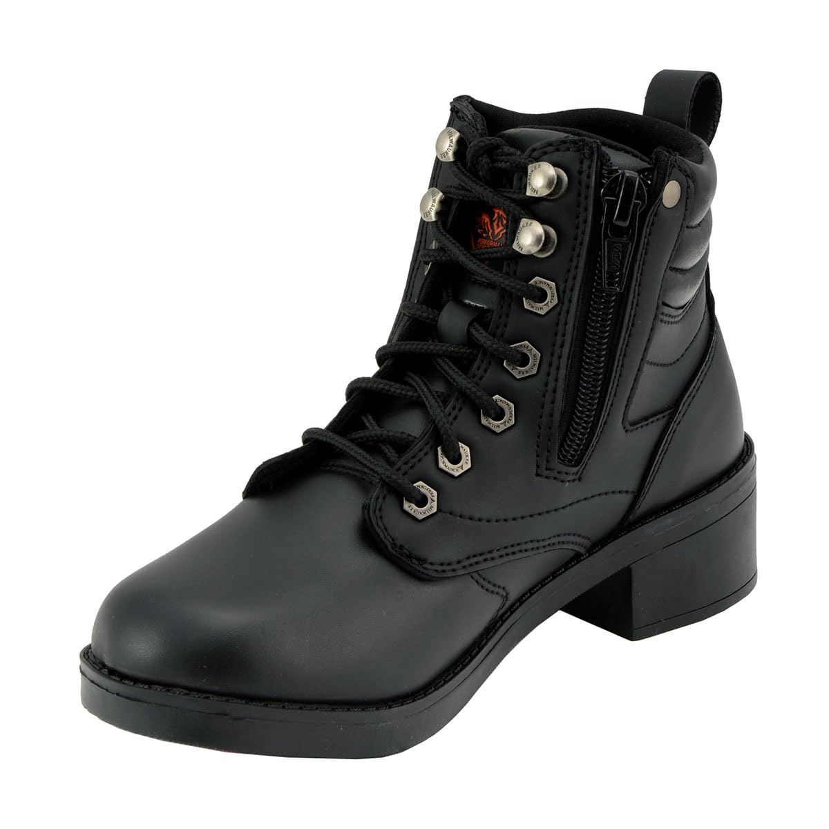 Milwaukee Leather MBK9275 Boys Black Lace-Up Boots with Side Zipper - Durable Kids Work Boots for School, Hiking & Outdoor Activities