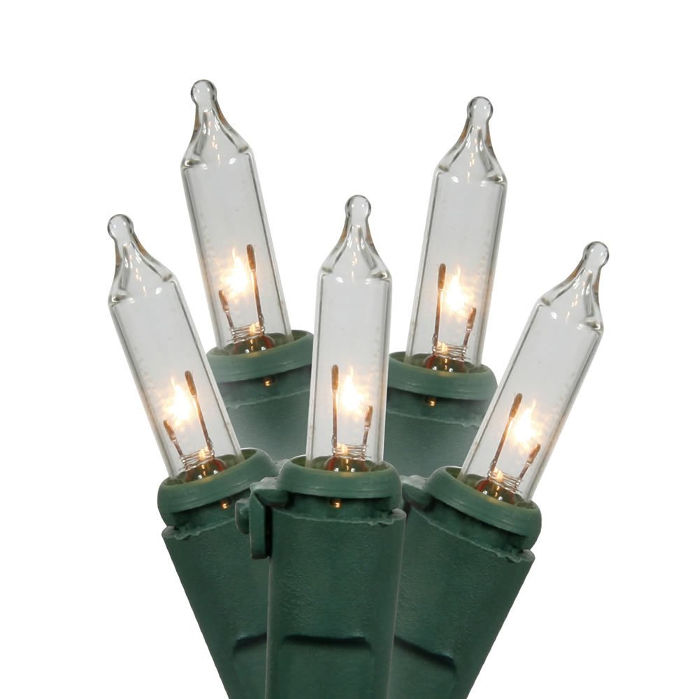 Vickerman 100 Clear Twinkle Mini Christmas Lights on Green Wire - 33 Foot LED Light Strand for Indoor/Outdoor Holiday Decorations, Christmas Trees, and Party Lighting