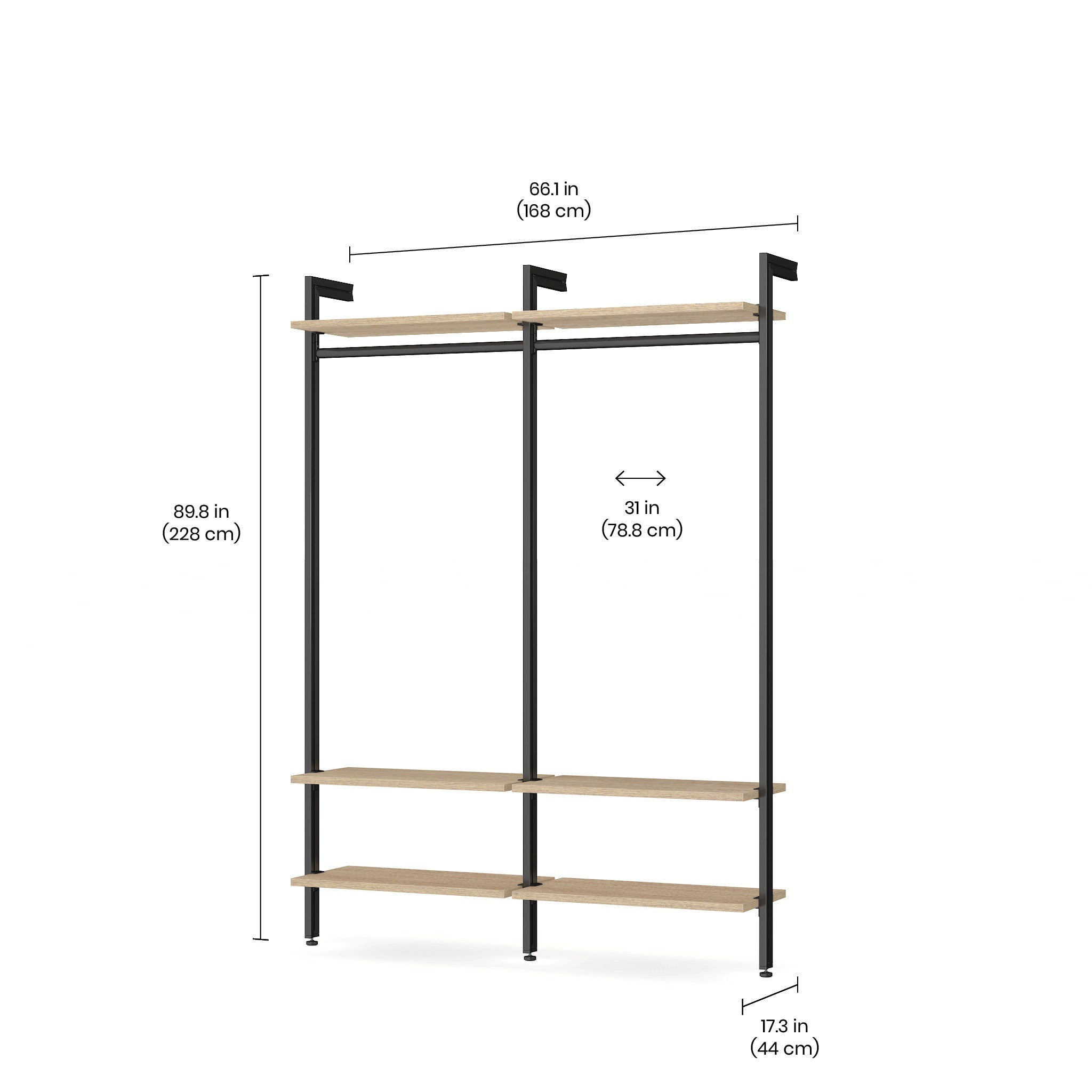 Premium Custom Closet Organizer System - Modern Walk-In Closet Storage with Easy Installation CLOS IT W 200 - Perfect for Bedroom, Wardrobe & Home Organization