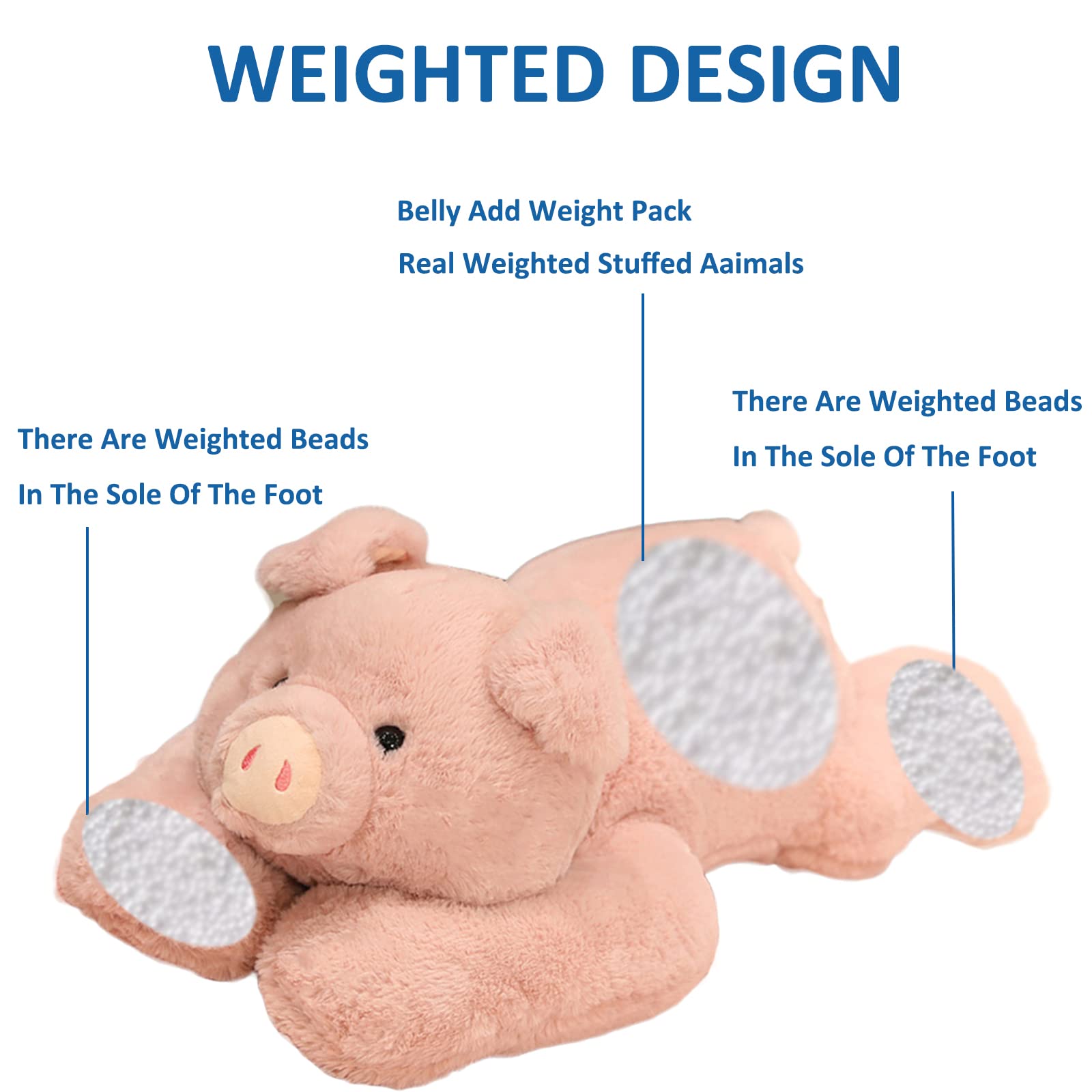 6.2lbs Weighted Stuffed Pig Plush Toy - 29.5 Inch Cute Pink Pig Pillow for Anxiety Relief, Sensory Therapy, Kids & Adults | Perfect for Stress Relief, Sleep Aid, and Calming Comfort