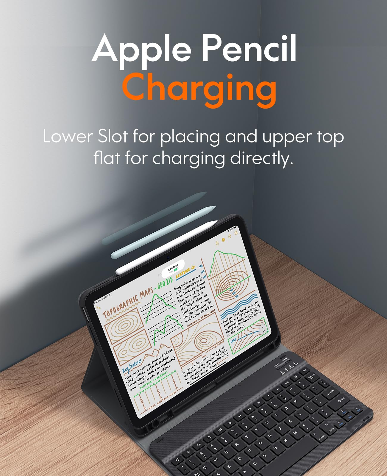 CHESONA Wireless Keyboard Case for iPad Air 11-inch (M3/M2 2025/2024, 6th Gen 2024, 5th Gen 2022, 4th Gen 2020) - Rechargeable Backlit Keyboard with Apple Pencil Holder | Perfect for Work, Study & Travel (Black)