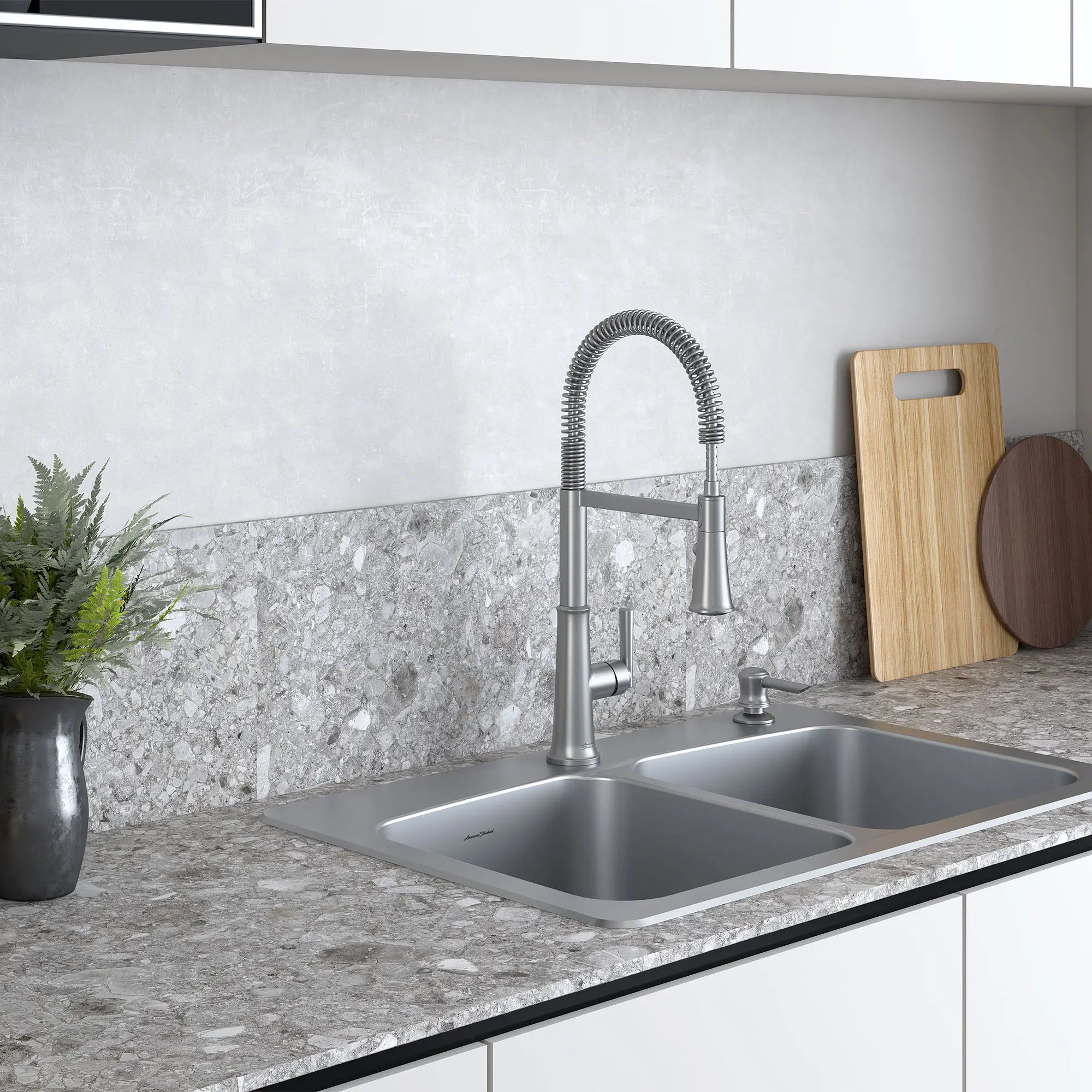 Gladden Semi Pro Dual Spray Kitchen Faucet with Deck Plate & Soap Dispenser - High Arc Pull Down Sprayer for Modern Kitchen Sink, Dishwashing & Food Prep