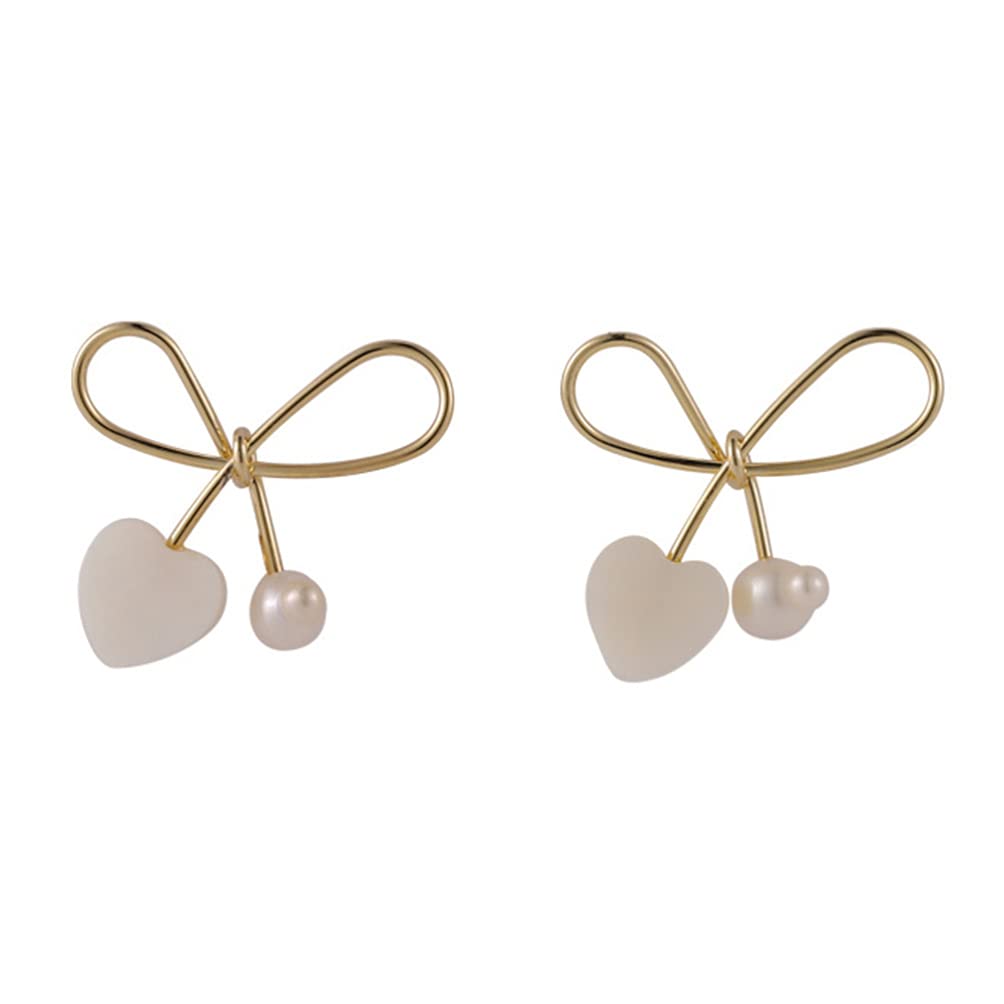KESYOO Pearl Stud Earrings with Alloy Bowknot - Geometric Stud Earrings for Women, Girls & Teens | Summer Beach Fashion Jewelry | Perfect for Parties, Weddings & Everyday Wear