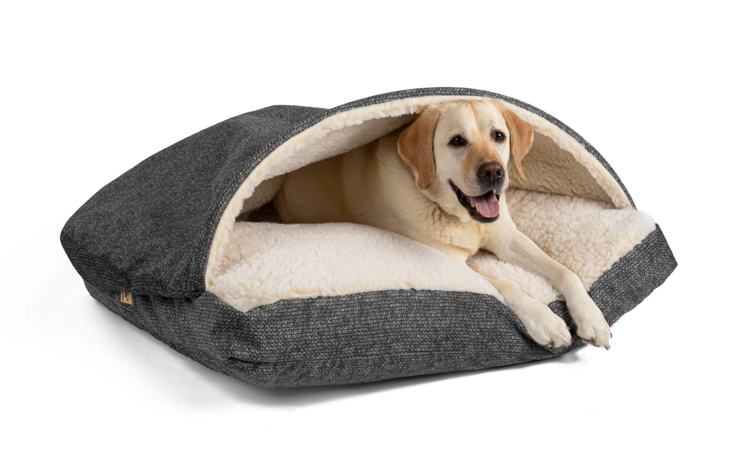 Luxury Cozy Cave Dog Bed - Microsuede Rectangle Pet Bed for Medium Dogs, Showdog Collection, Merlin Pewter - Perfect for Indoor Use, Crate Training & Comfortable Napping