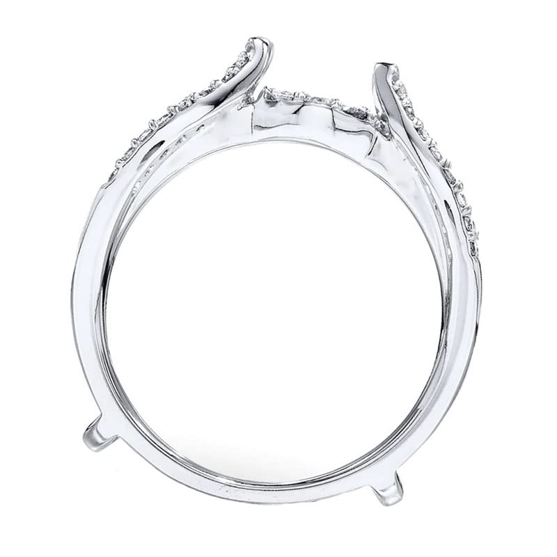 2.22 Ct Round Cut Moissanite 14K White Gold Enhancer Wrap Guard Ring Size 7 for Women | Elegant Wedding Band, Anniversary Gift, Promise Ring | Perfect for Engagement, Bridal Jewelry & Special Occasions