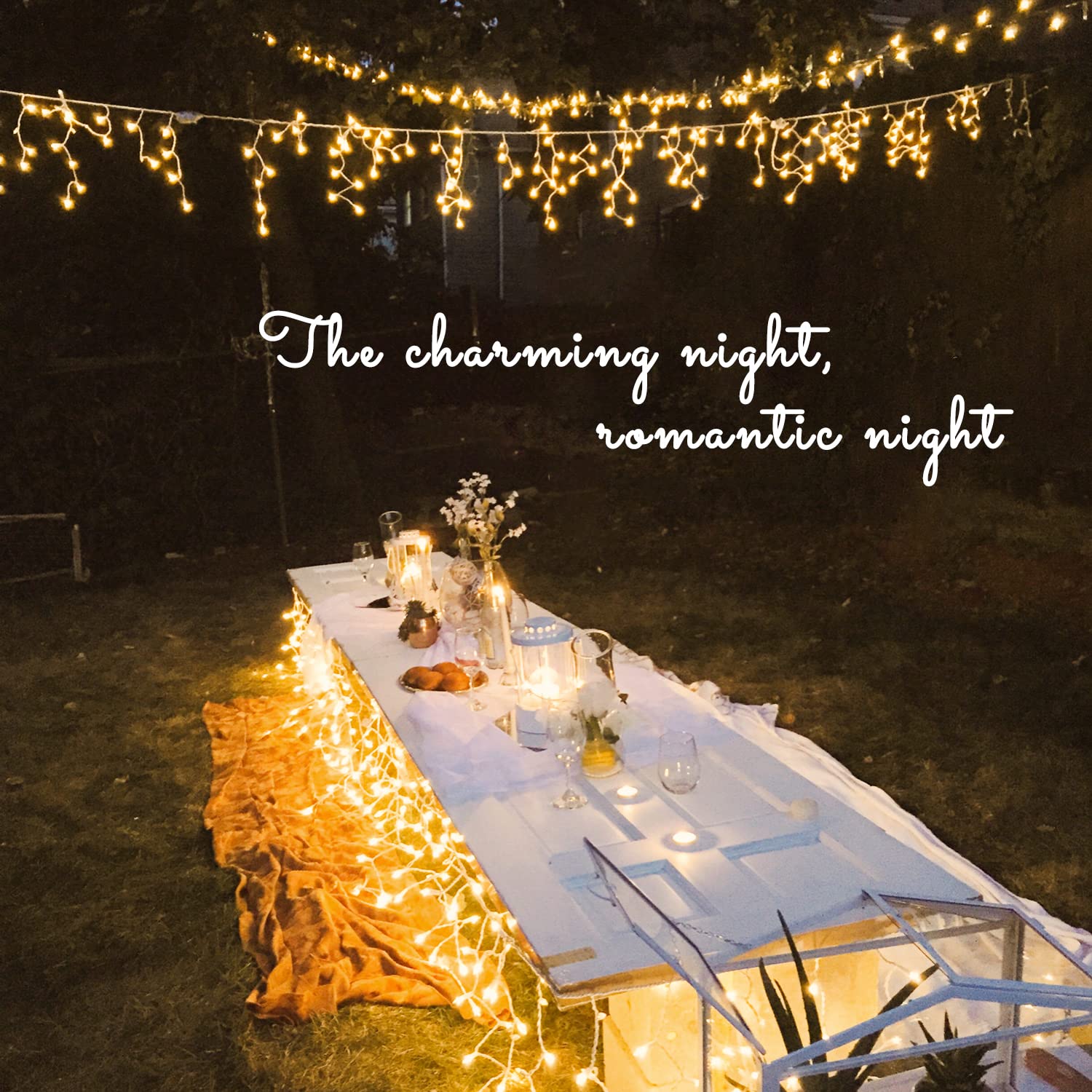 JMEXSUSS 200 LED Icicle Lights - 8 Modes Indoor/Outdoor Christmas String Lights, Warm White Waterproof Holiday Decor for Xmas Tree, Roof, Wedding, Party, Home & Room Decoration | Perfect for Winter Holidays, Garden, Patio and Festive Events