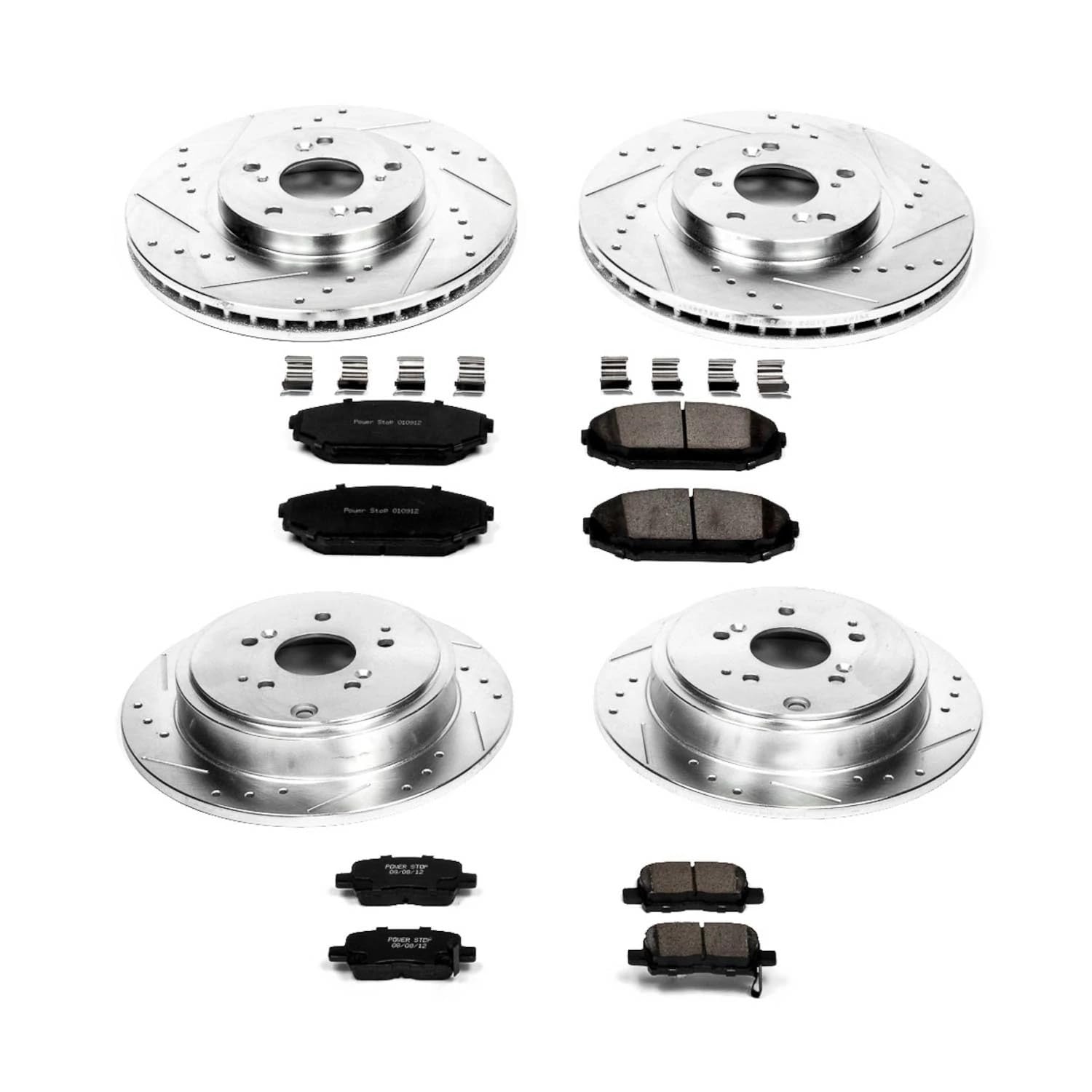 Power Stop K2300 Front & Rear Z23 Carbon Fiber Brake Pads with Drilled & Slotted Rotors Kit - Compatible with Acura MDX 2001-2002 | High-Performance Braking for Daily Driving & Towing | Perfect for SUVs & Family Vehicles