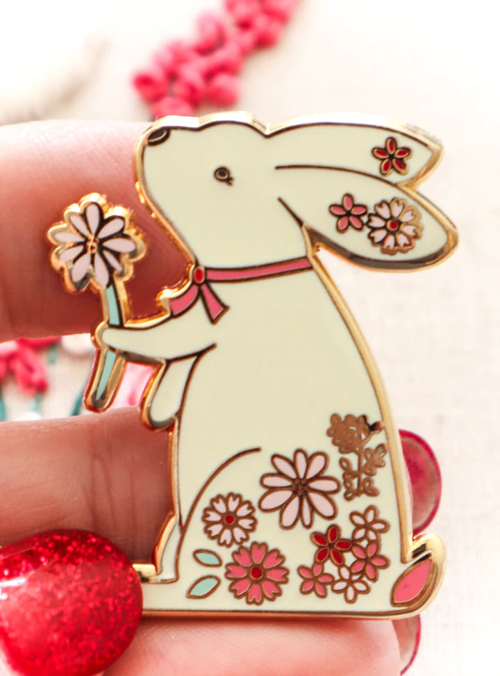 Floral Bunny Needle Minder for Embroidery - Cute Magnetic Pin Holder by Flamingo Toes - Perfect for Cross Stitch, Sewing & Quilting Projects