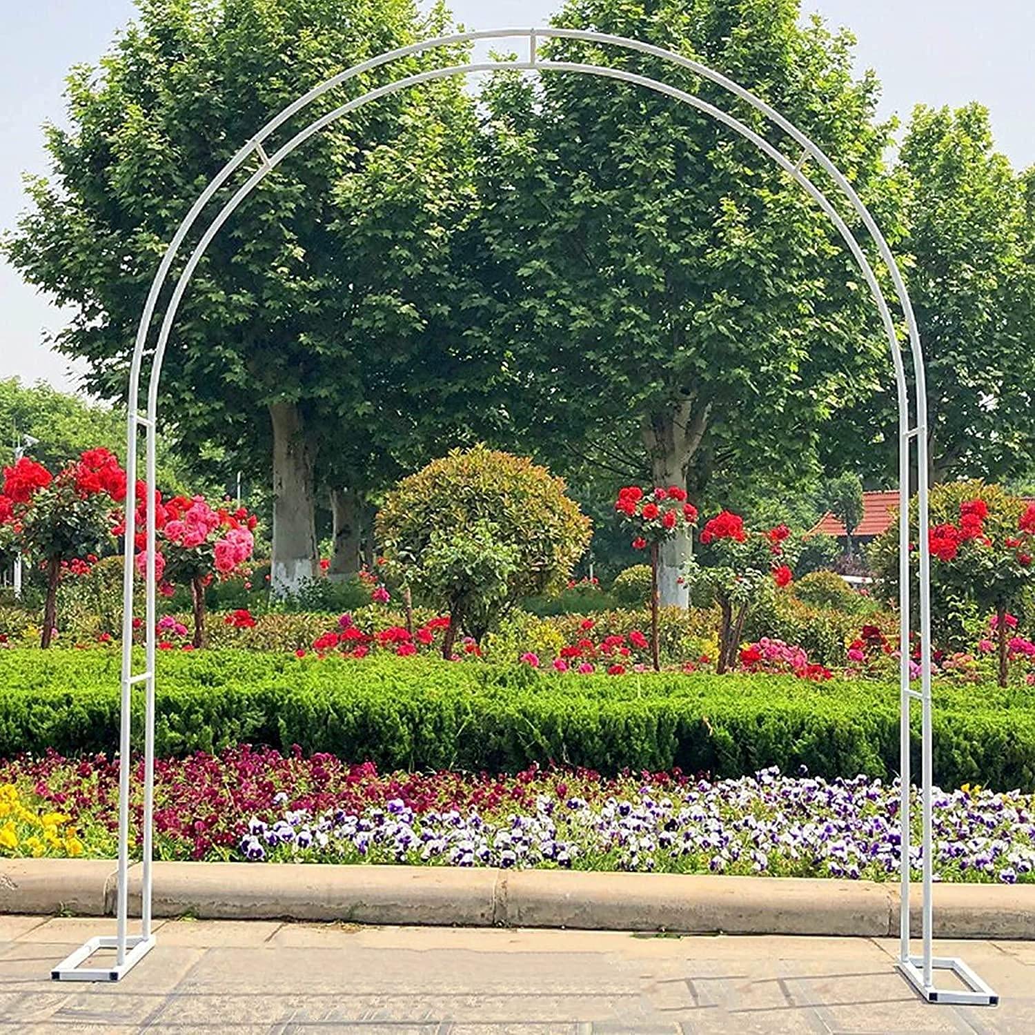 White Metal Garden Arch 55x90.5 Inches - Heavy Duty Tubular Arbor for Climbing Roses, Plants & Wedding Decorations | Outdoor Trellis Support for Gardens, Patios & Backyards