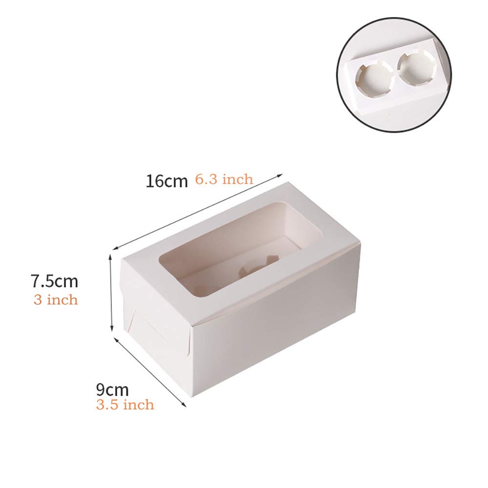 Mayata 10-Pack White Bakery Boxes with Clear Window - Perfect for Cakes, Pastries, Cookies, Pies & Cupcakes | Includes Cake Cutlery, Decorative Stickers & Ribbons | 2 Cake Carriers (16x9x7.5cm) | Ideal for Bakeries, Dessert Shops & Home Baking Gifts