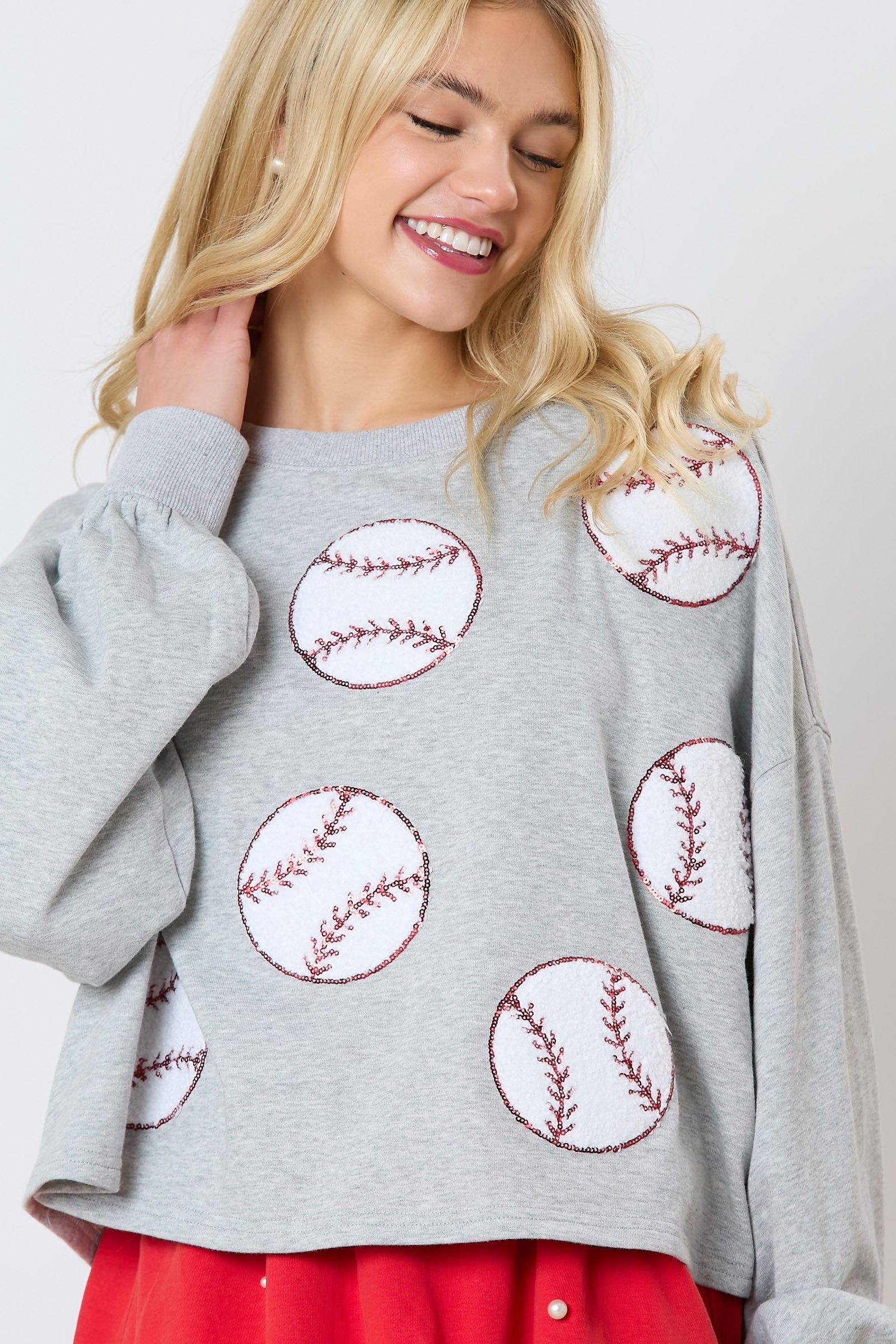 Stylish Baseball Towel & Sequins Embroidery Sweatshirt for Women - Trendy Fashion Hoodie for Sports Fans, Casual Wear, and Gifts