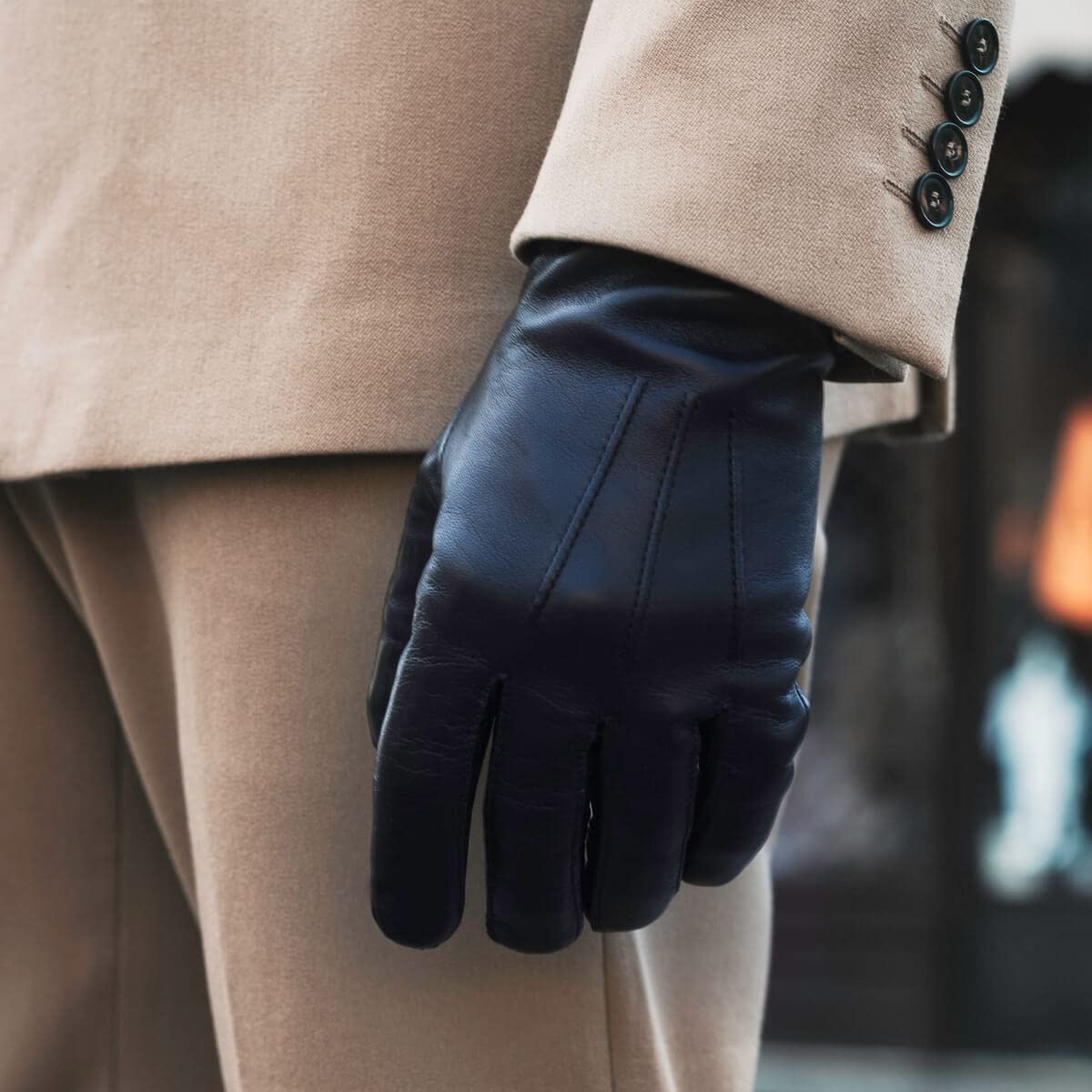 Premium Men's Winter Gloves - Genuine Lambskin Leather with Cashmere Lining (Black) | Warm & Stylish Cold Weather Accessory for Outdoor Activities, Driving & Daily Commute