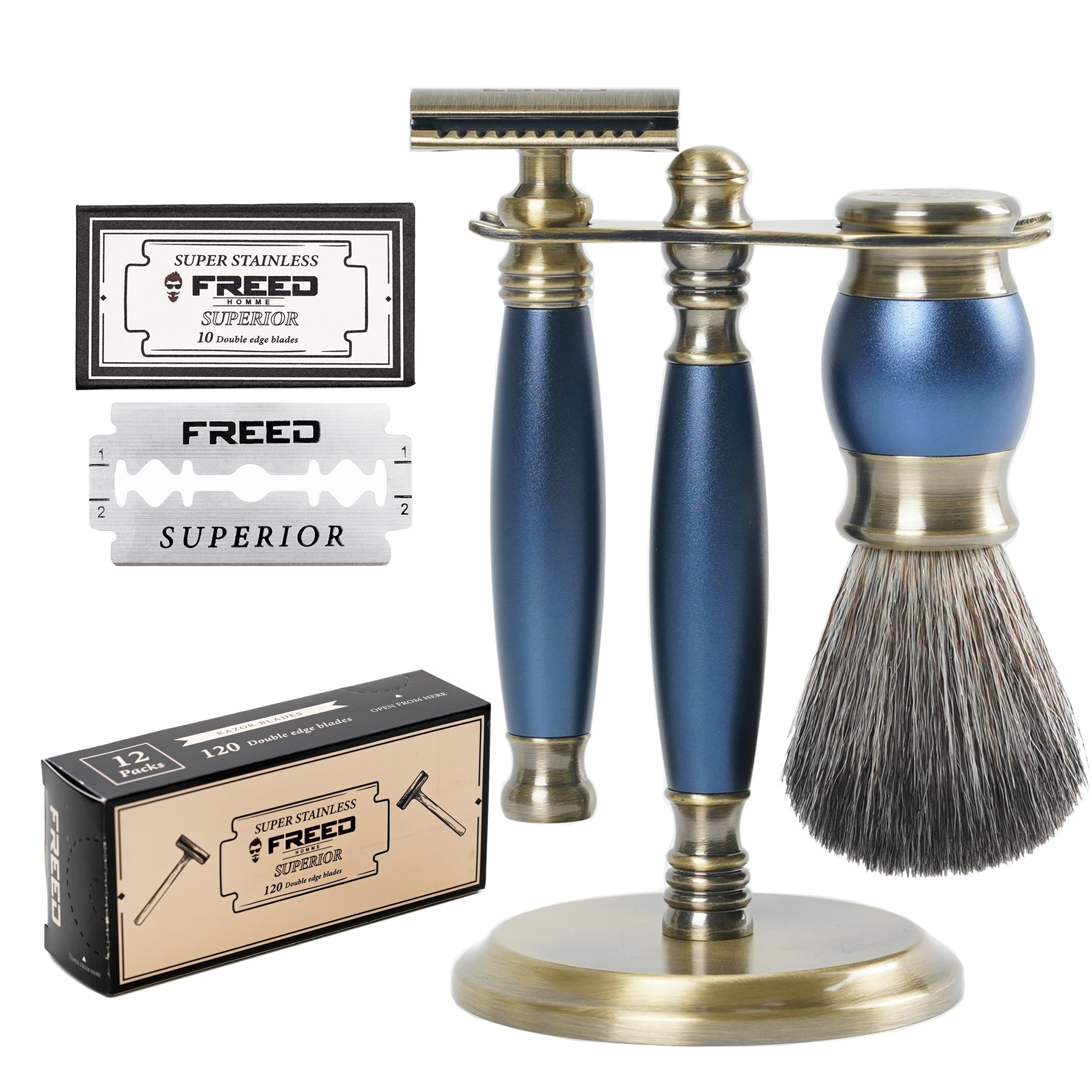 Premium Men's Shaving Kit - Double Edge Safety Razor with Alloy Handle & 120 Japanese 6CR13 Stainless Steel Blades | Ideal Gift for Men, Fathers, Birthdays | Perfect for Home Use, Travel & Grooming Rituals