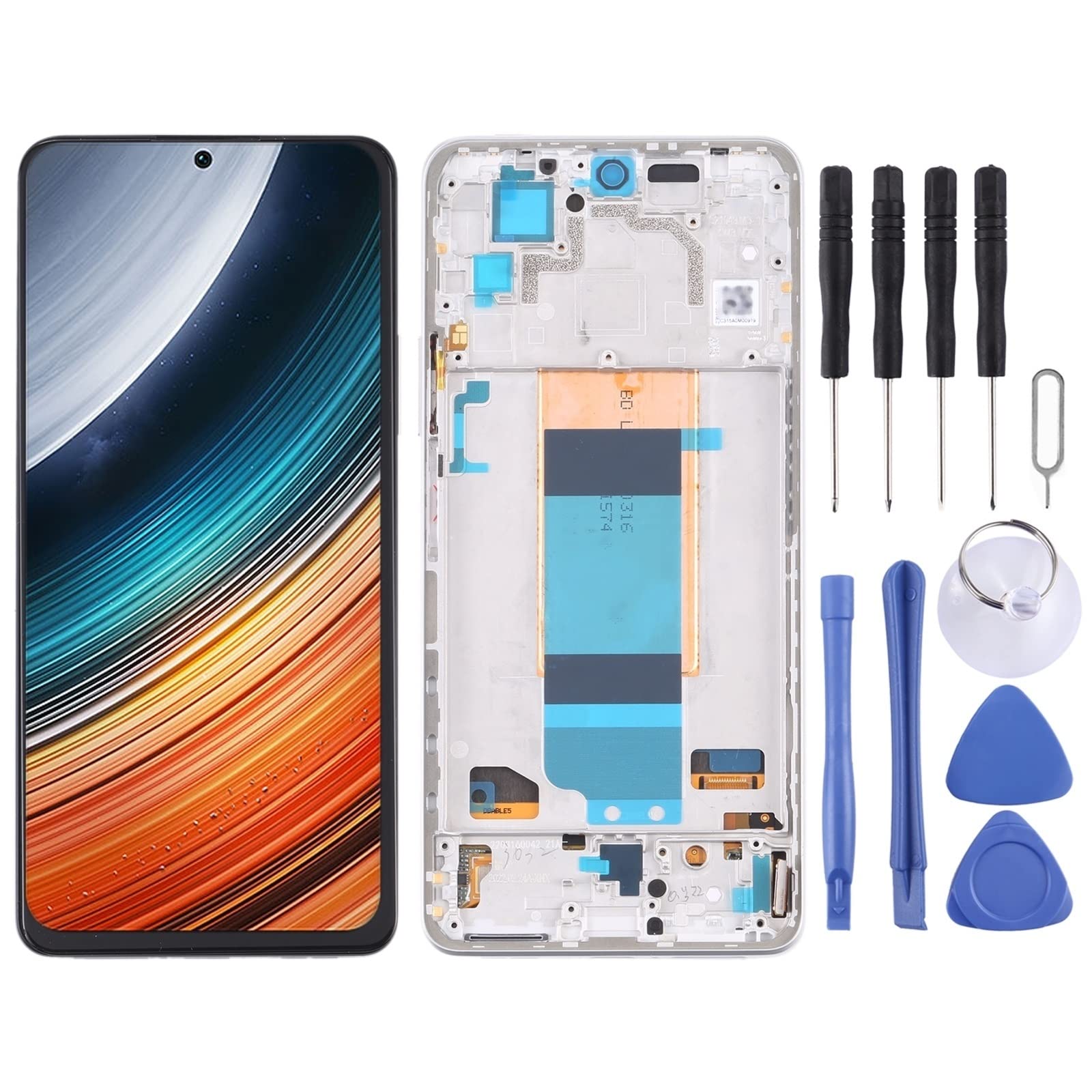 Original Xiaomi Redmi K40S LCD Screen Replacement - Full Assembly with Digitizer & Frame (Silver) | High-Quality Phone Repair Parts for DIY Fixes | Perfect for Cracked/Damaged Screen Replacement at Home or Office